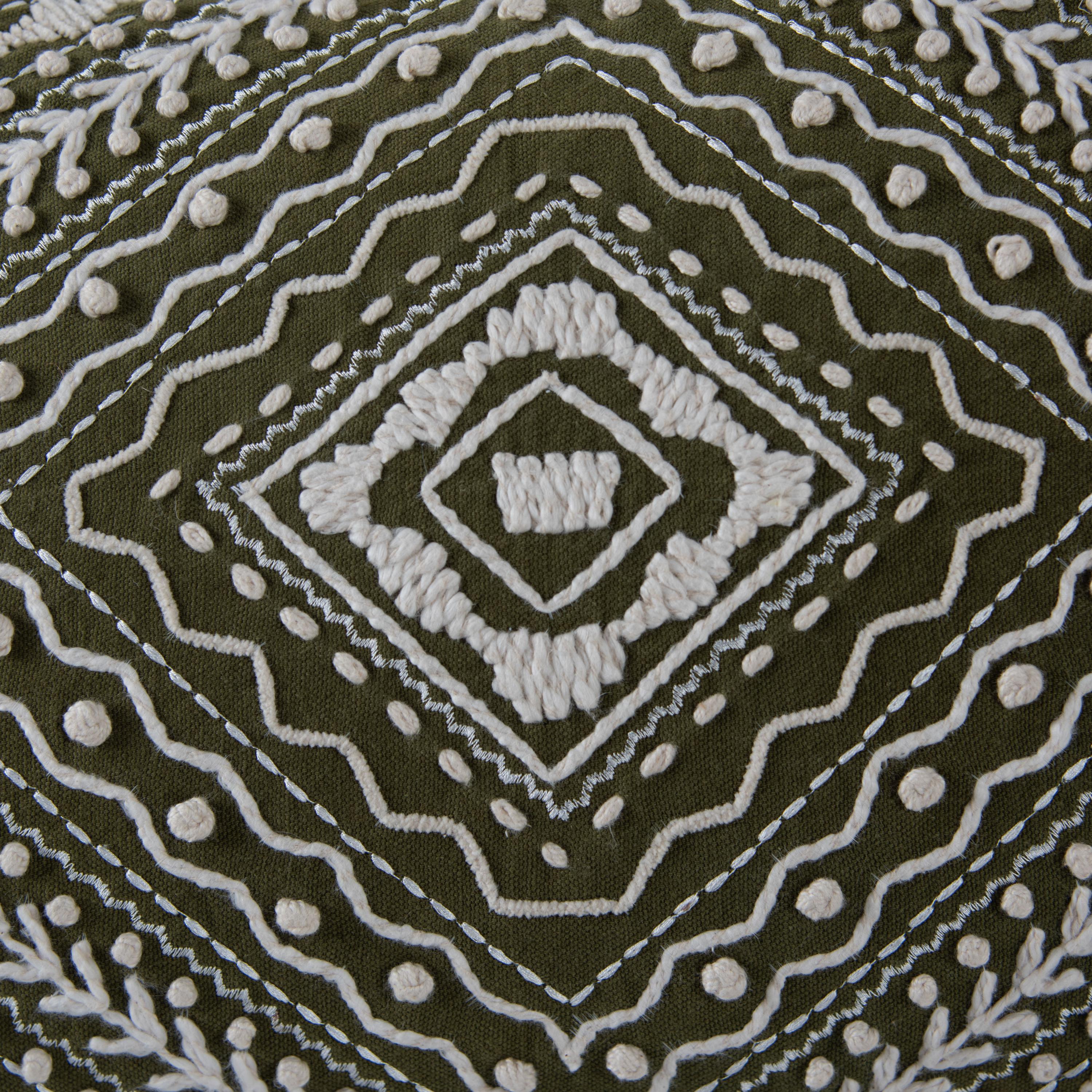 Embroidered Medallion Geometric Lumbar Throw Pillow