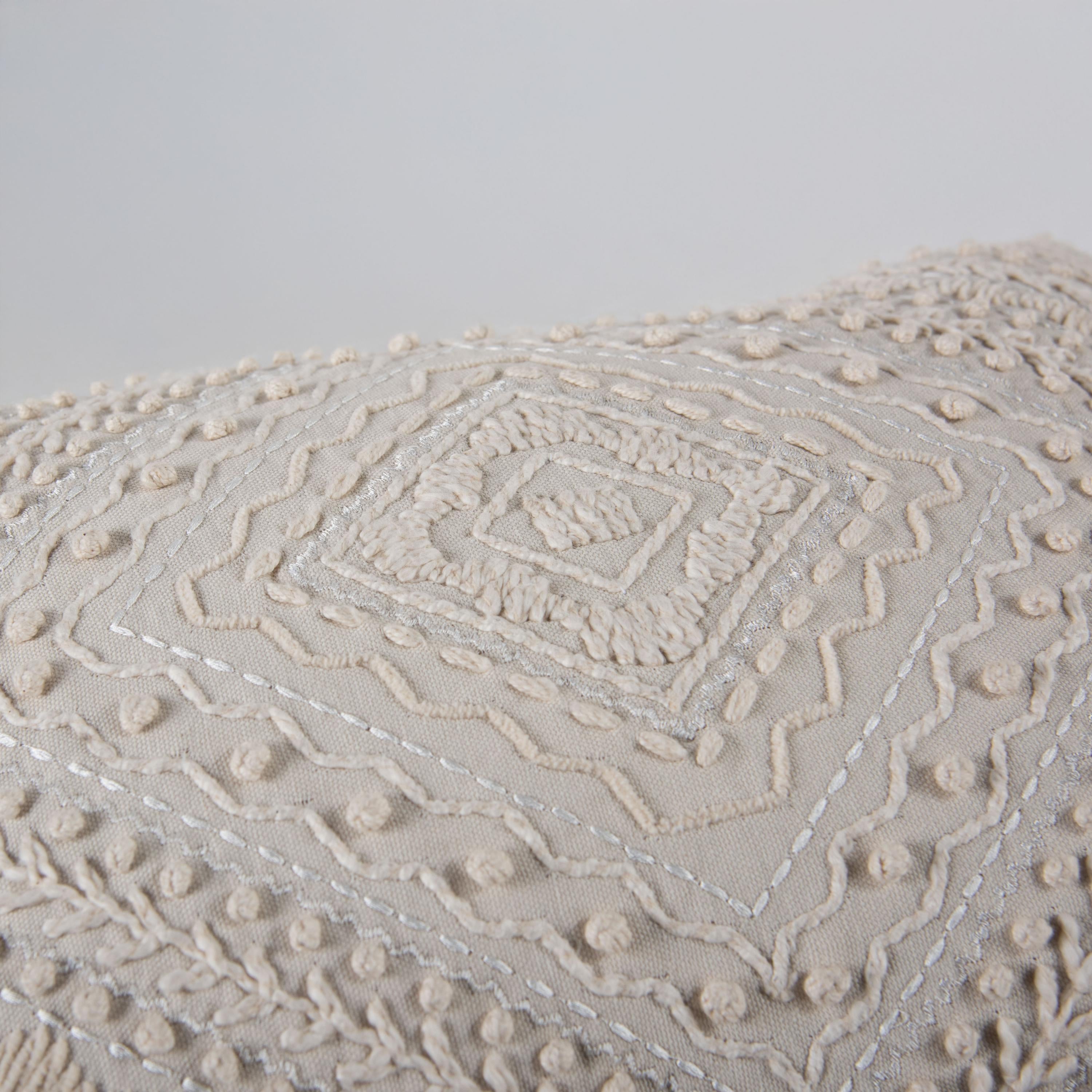 Embroidered Medallion Geometric Lumbar Throw Pillow