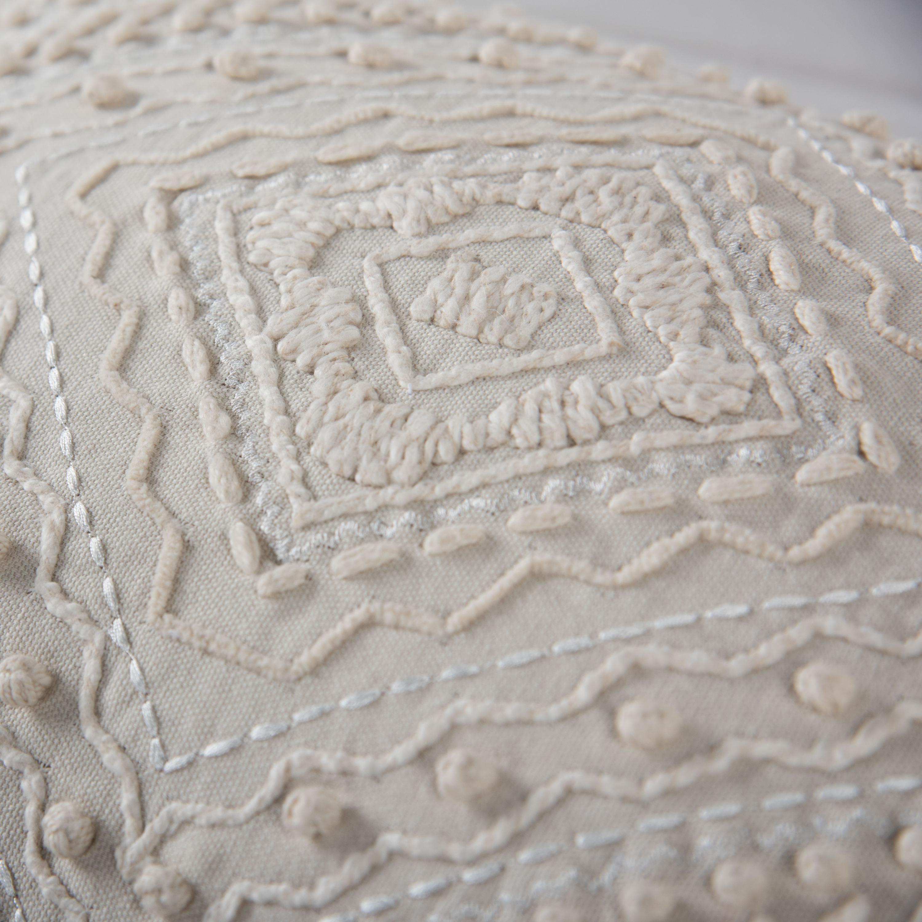 Embroidered Medallion Geometric Lumbar Throw Pillow