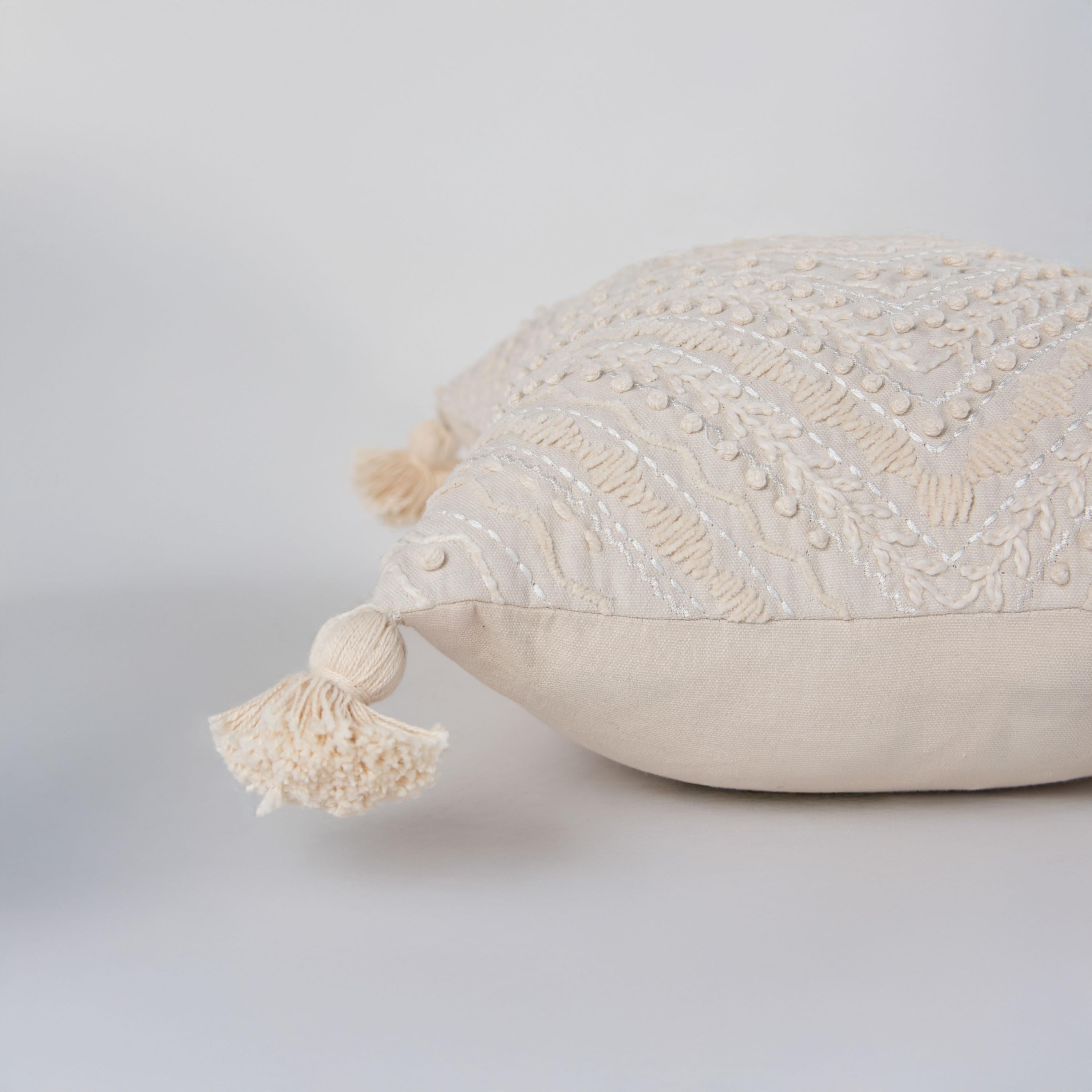 Embroidered Medallion Geometric Lumbar Throw Pillow