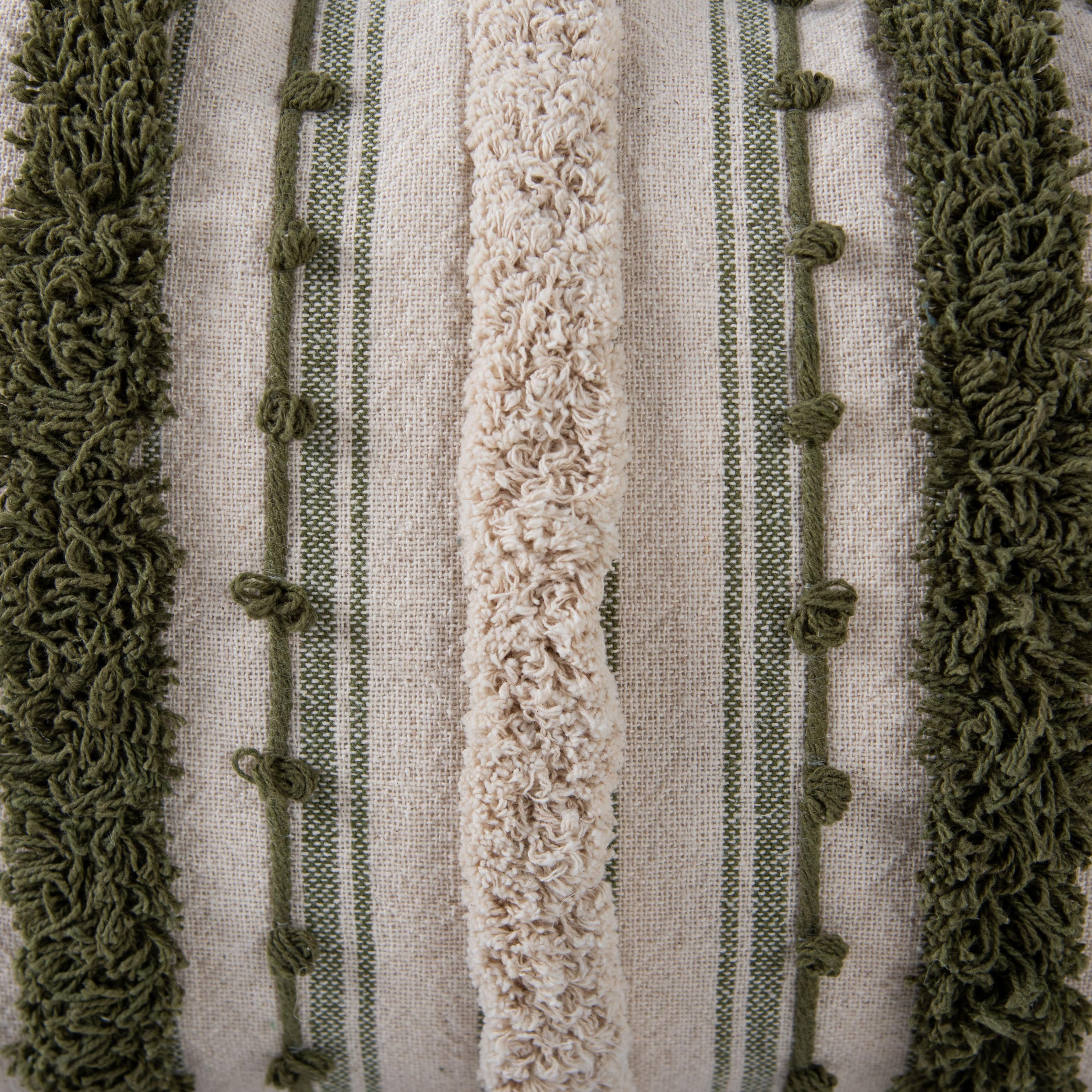 Embroidered Stripe Lumbar Throw Pillow