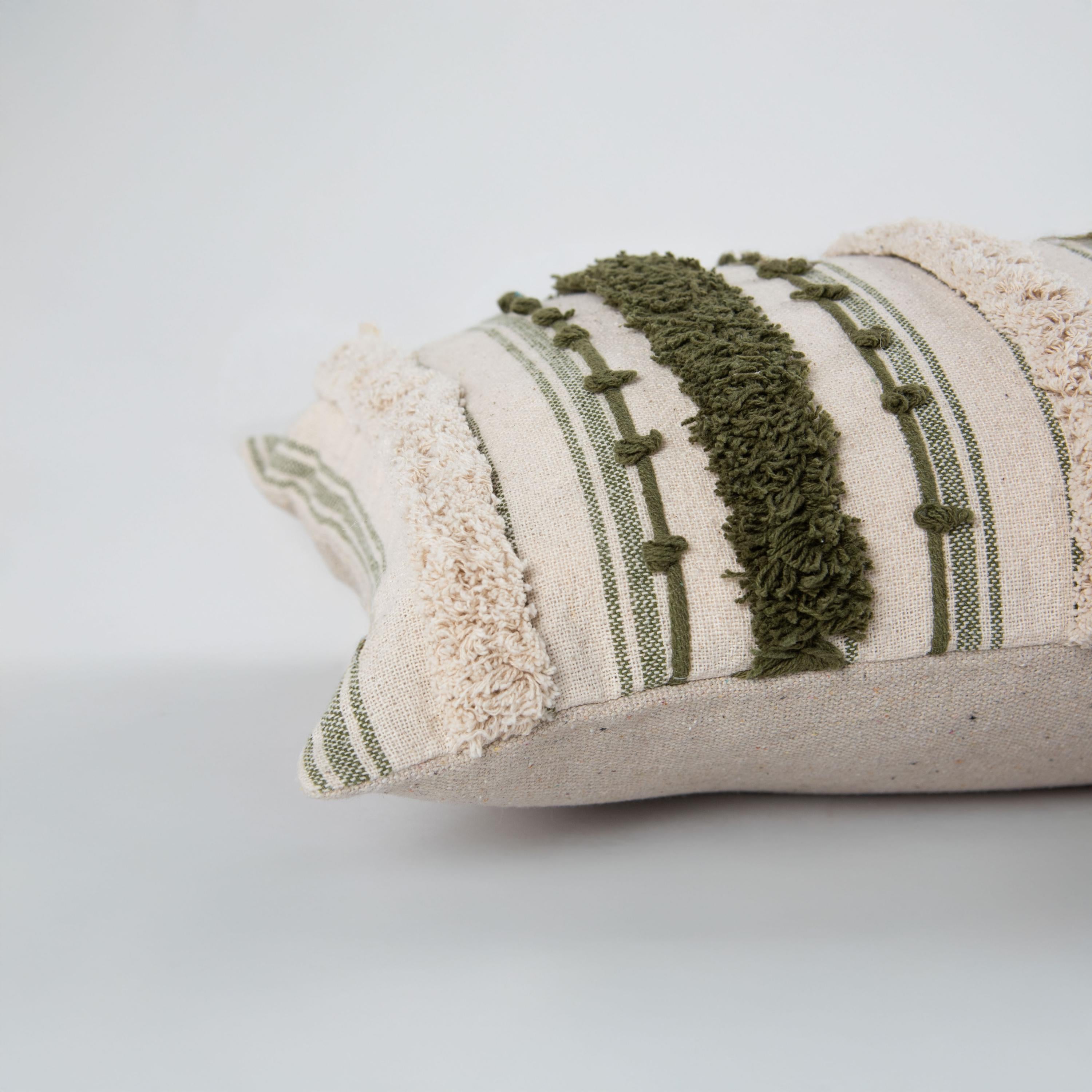 Embroidered Stripe Lumbar Throw Pillow