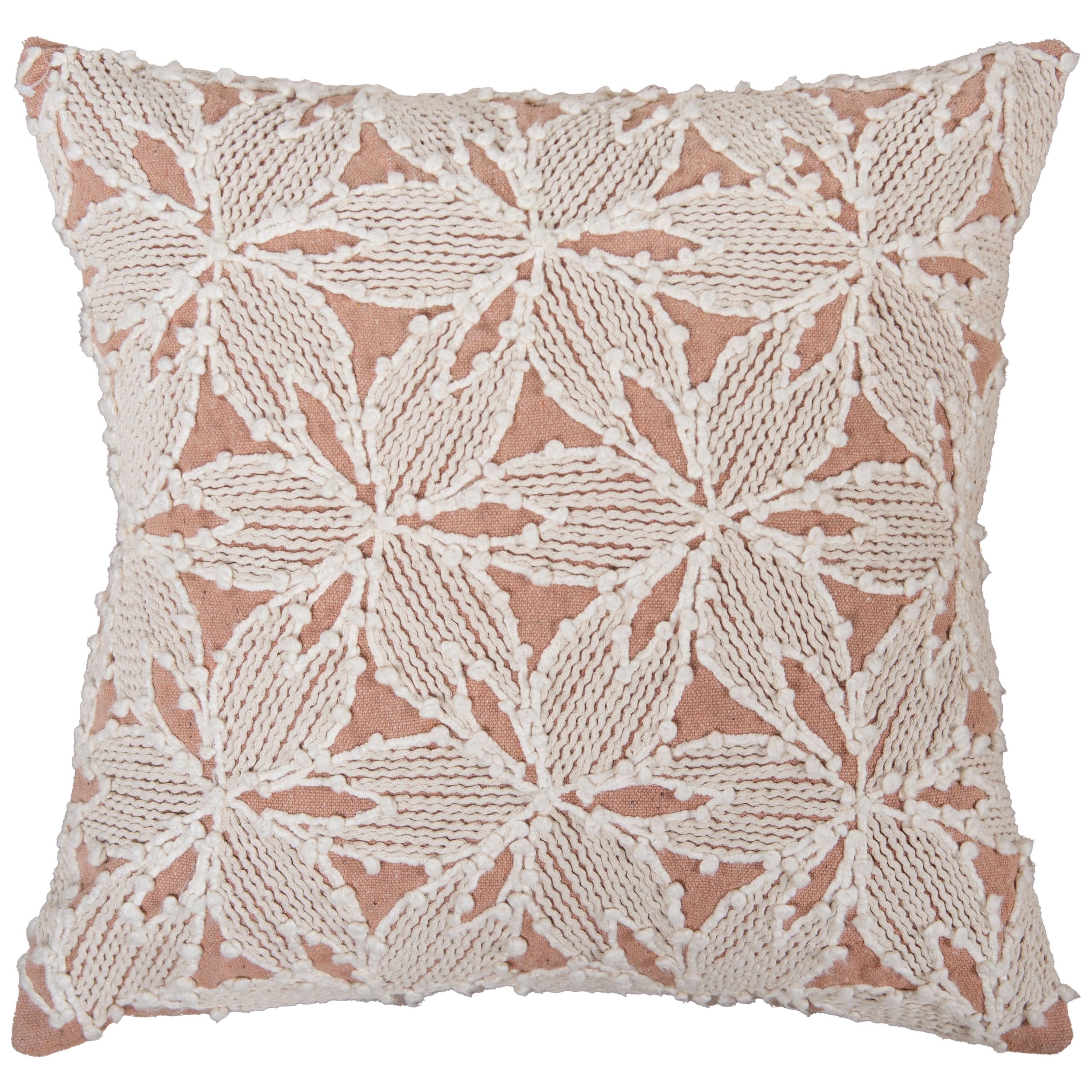 Embroidered Botanical Cotton Decorative Throw Pillow