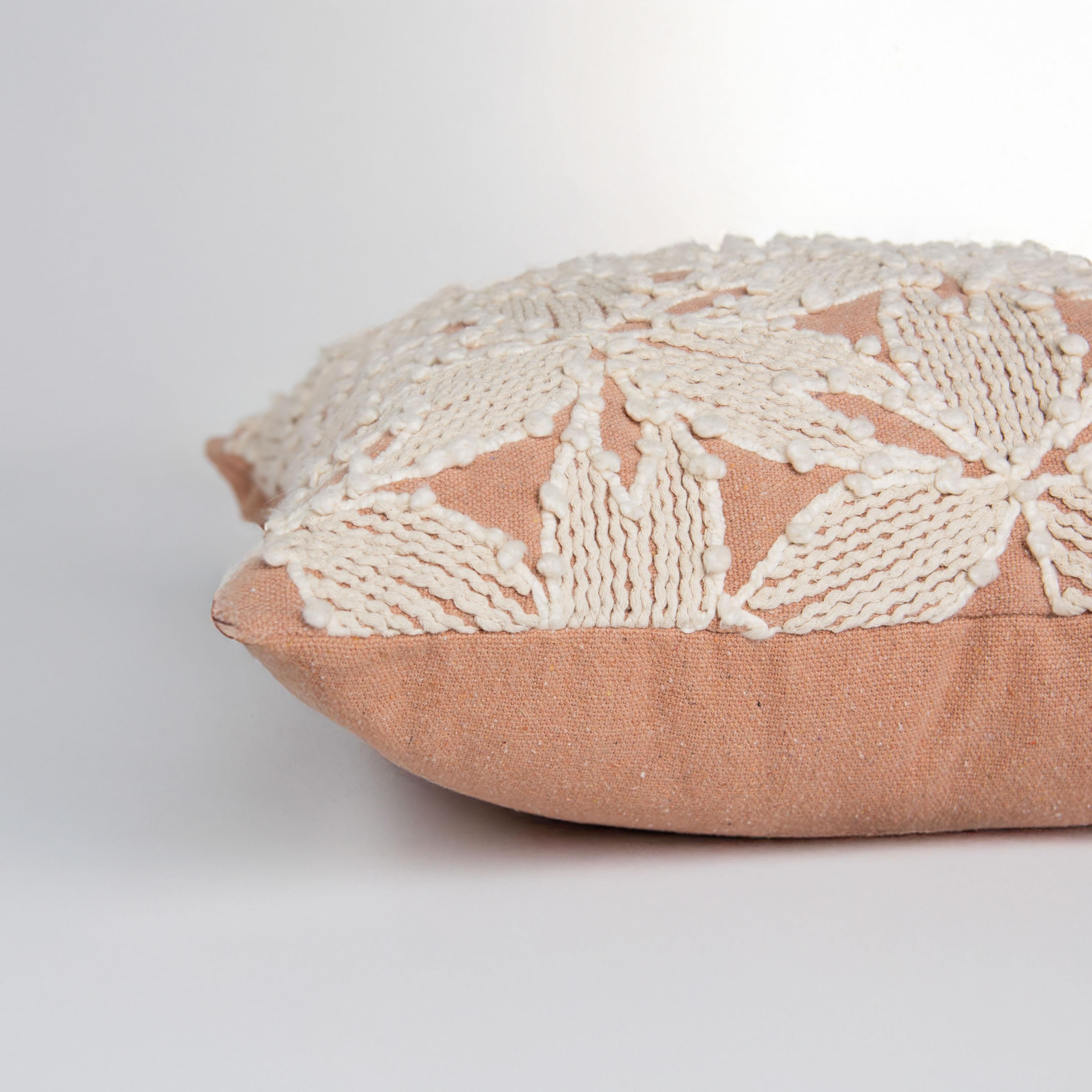 Embroidered Botanical Cotton Decorative Throw Pillow