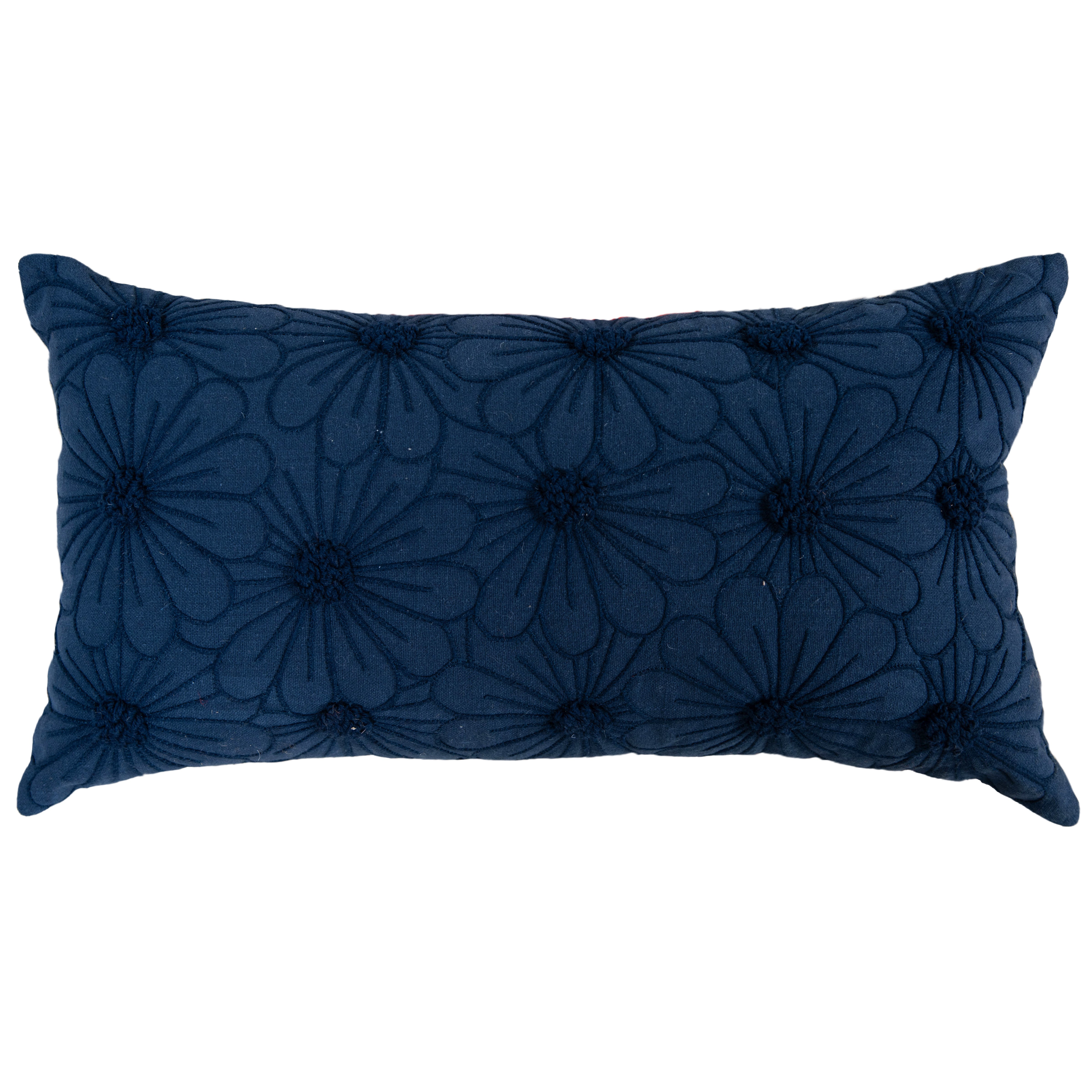 Cotton Embroidered Botanical Solid Decorative Throw Pillow