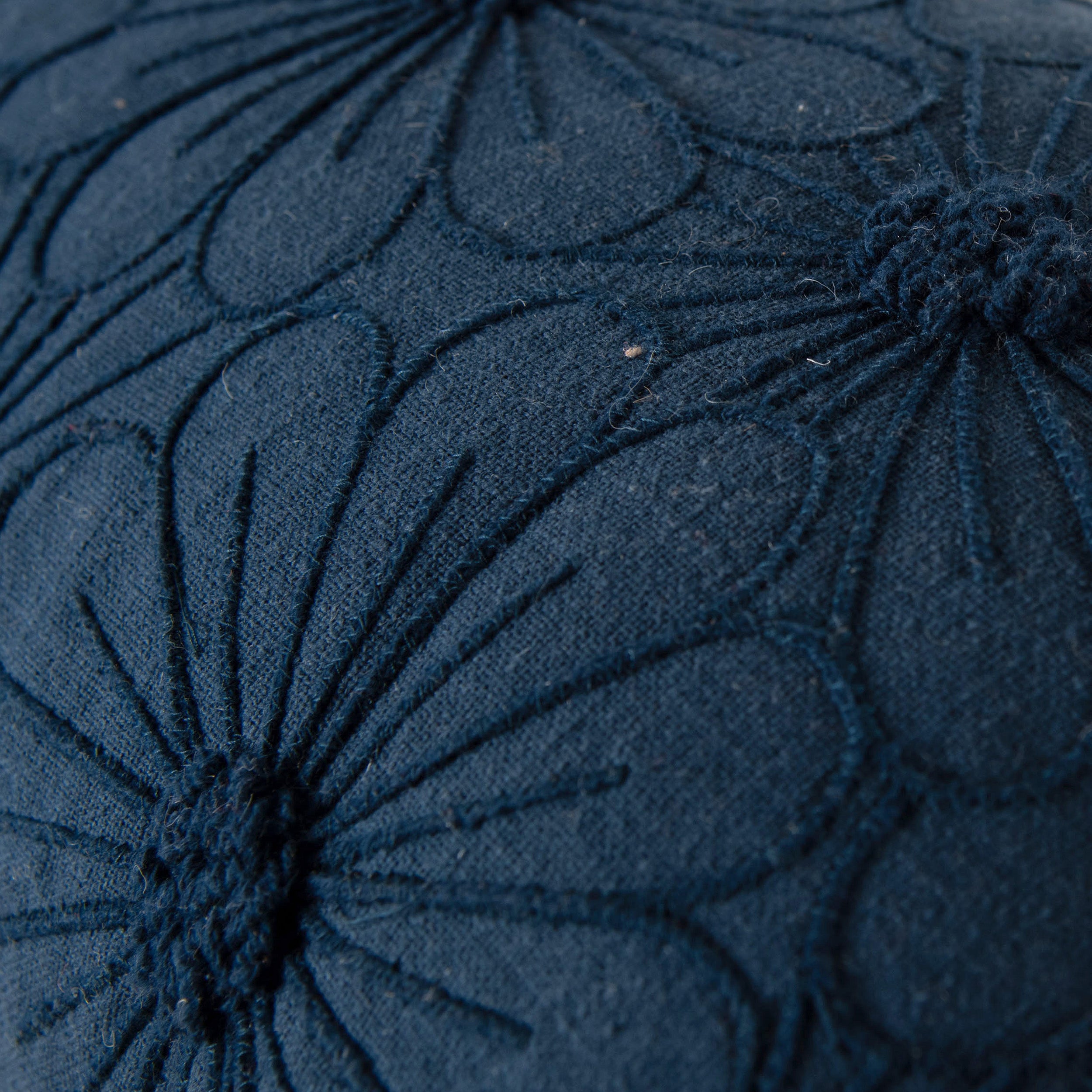 Cotton Embroidered Botanical Solid Decorative Throw Pillow