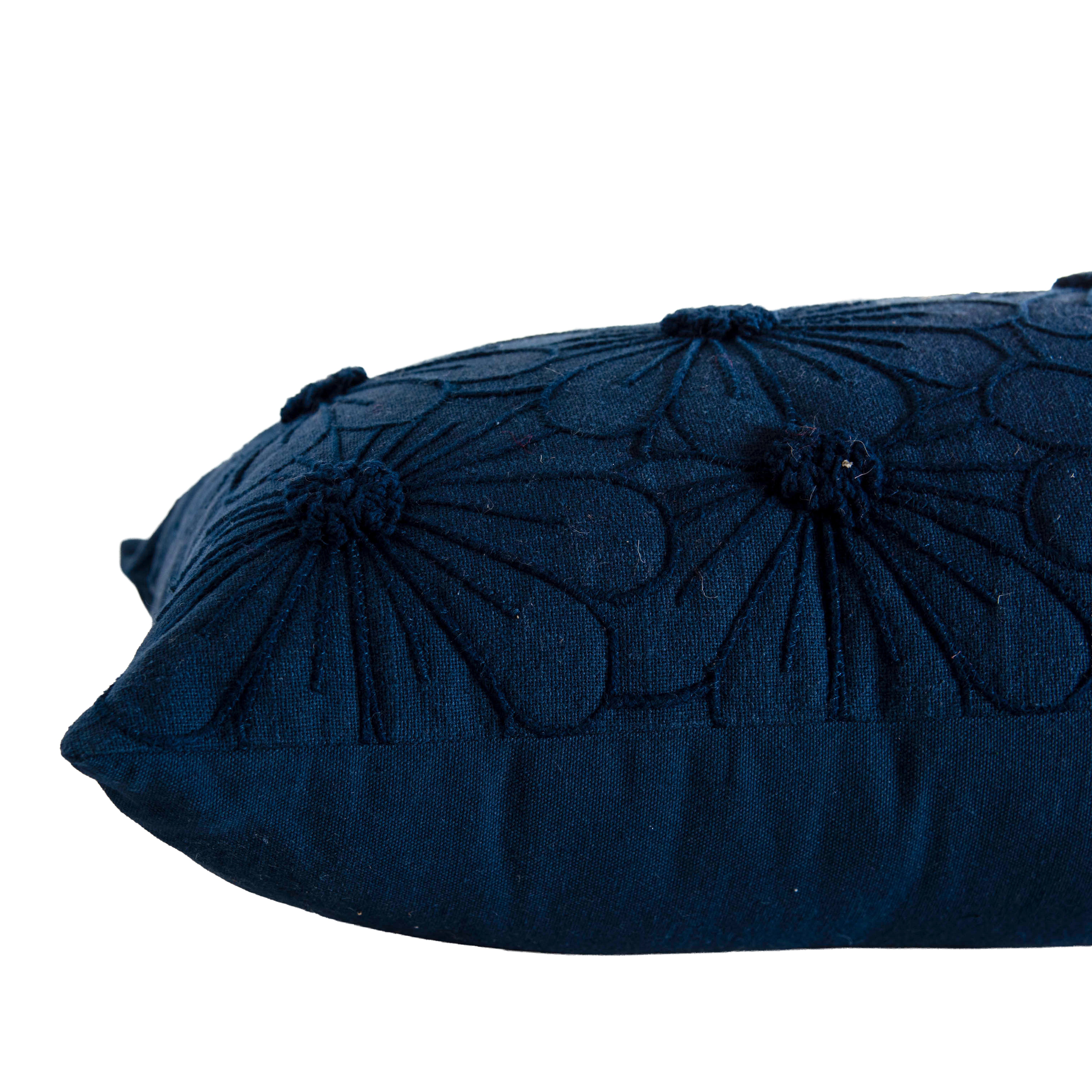 Cotton Embroidered Botanical Solid Decorative Throw Pillow
