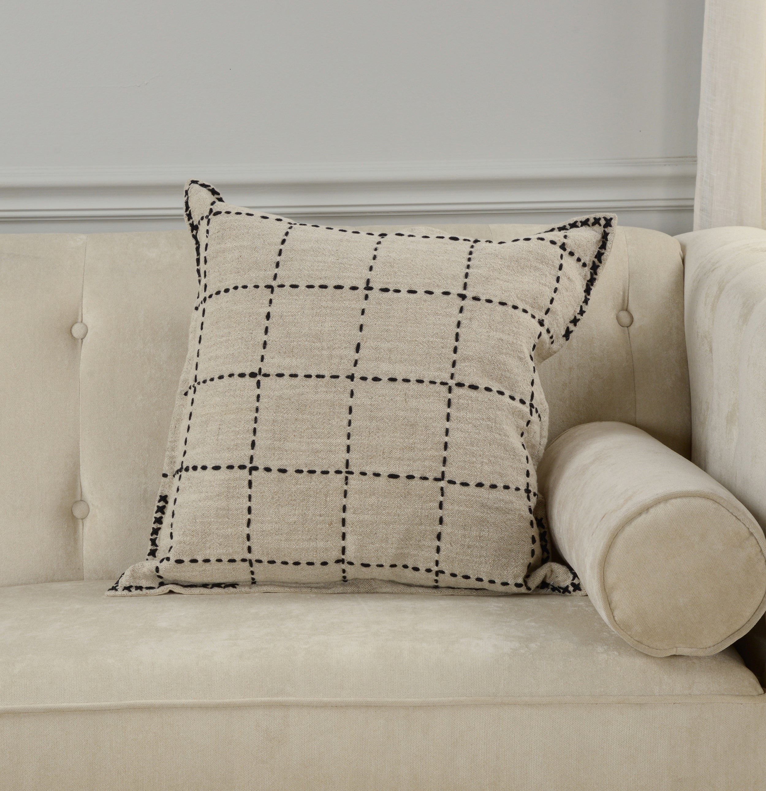 Winston Stitched Grid Pillow