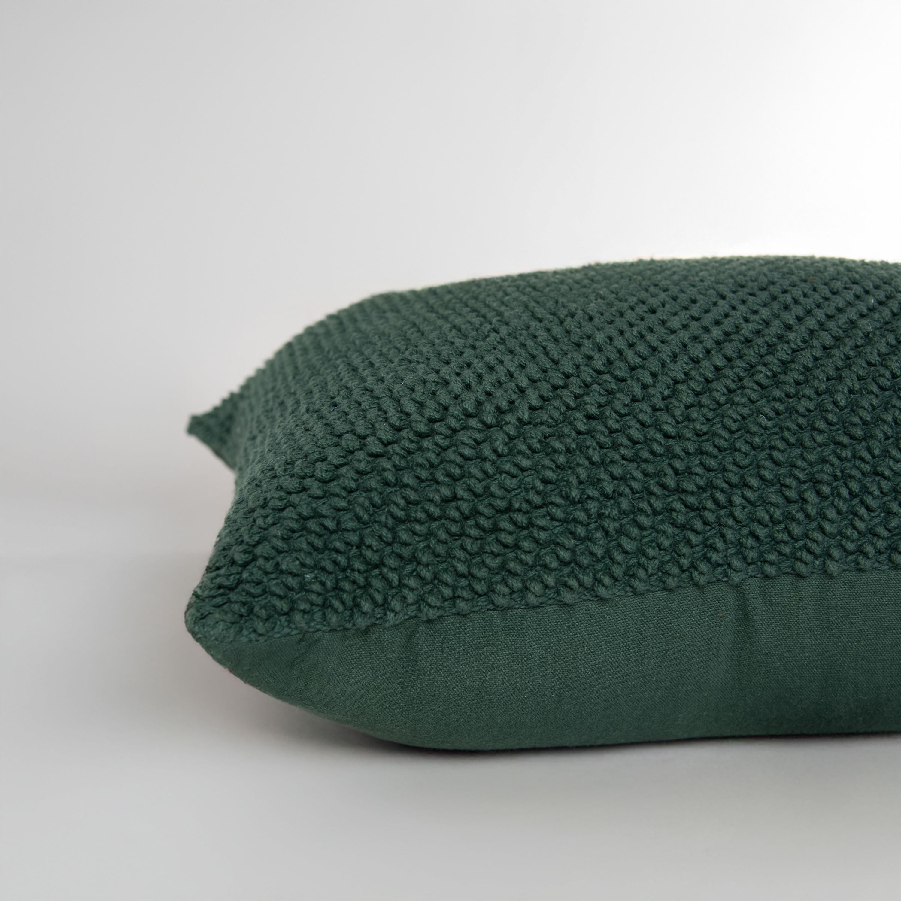 Solid Cotton Nubby Textured Decorative Throw Pillow