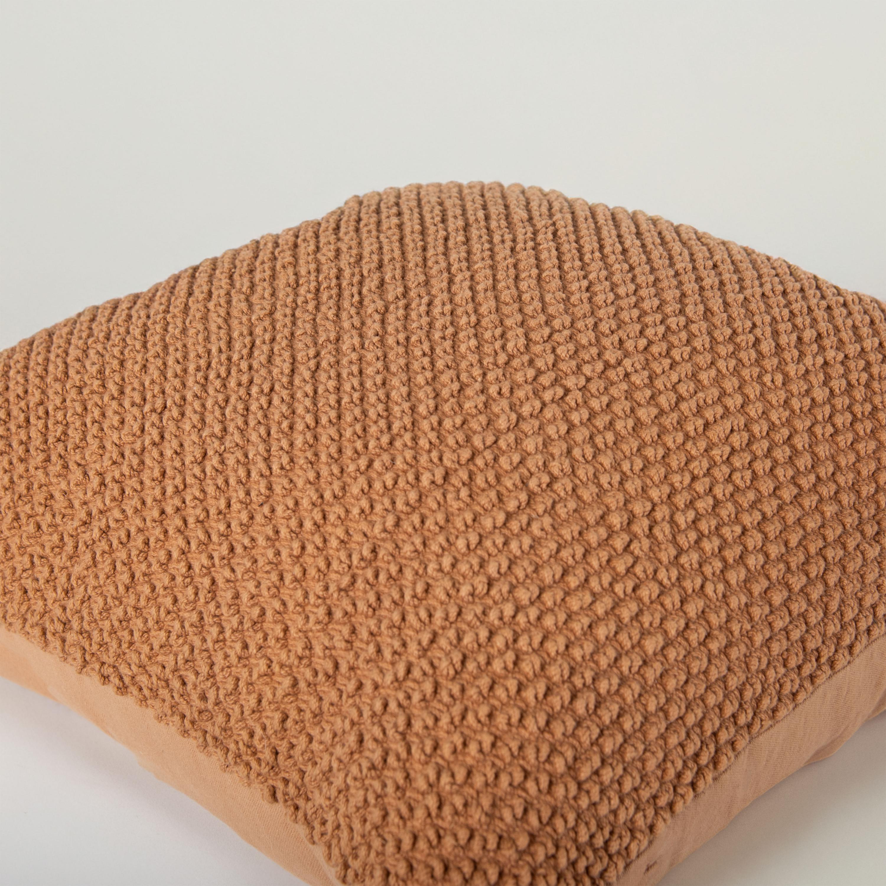 Solid Cotton Nubby Textured Decorative Throw Pillow