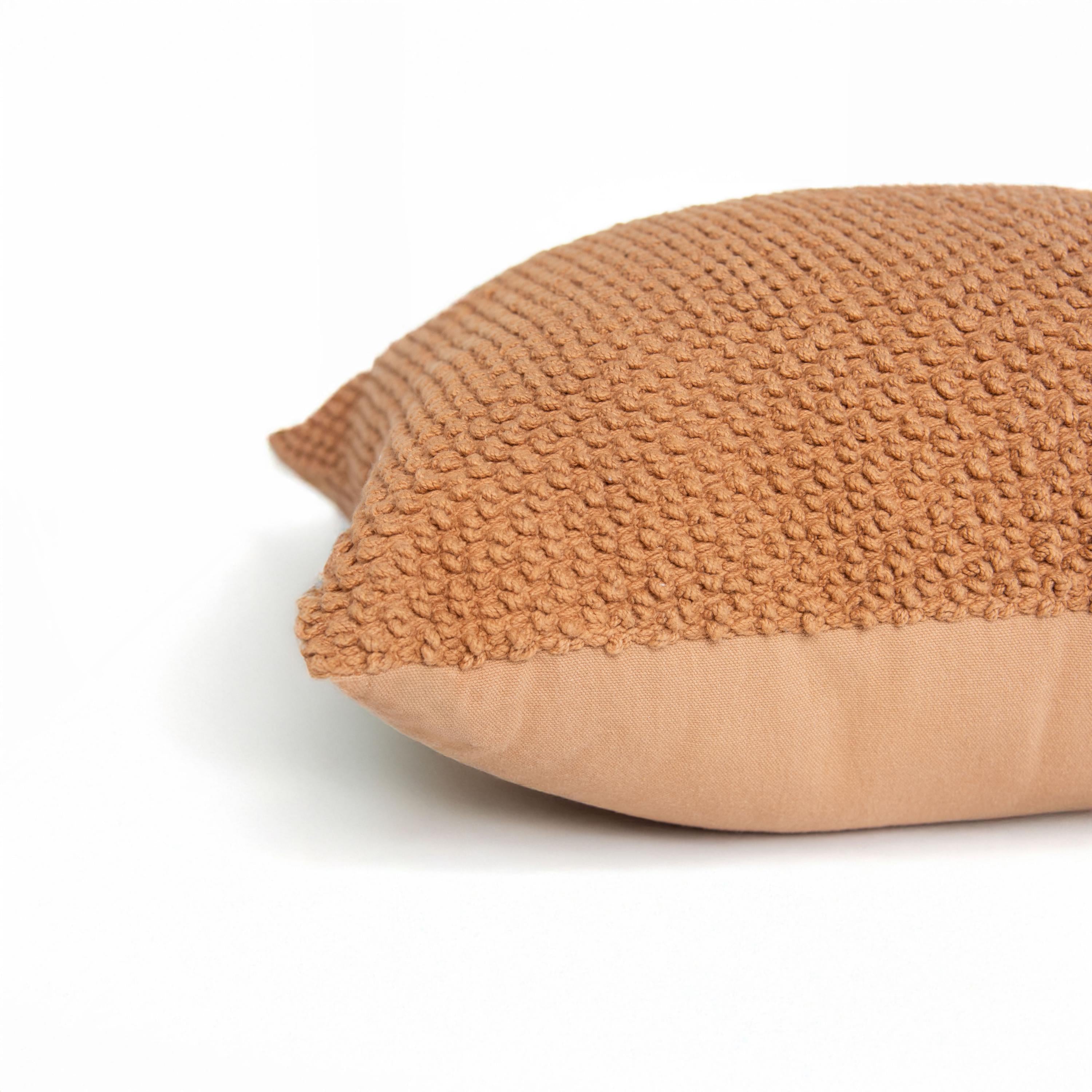 Solid Cotton Nubby Textured Decorative Throw Pillow