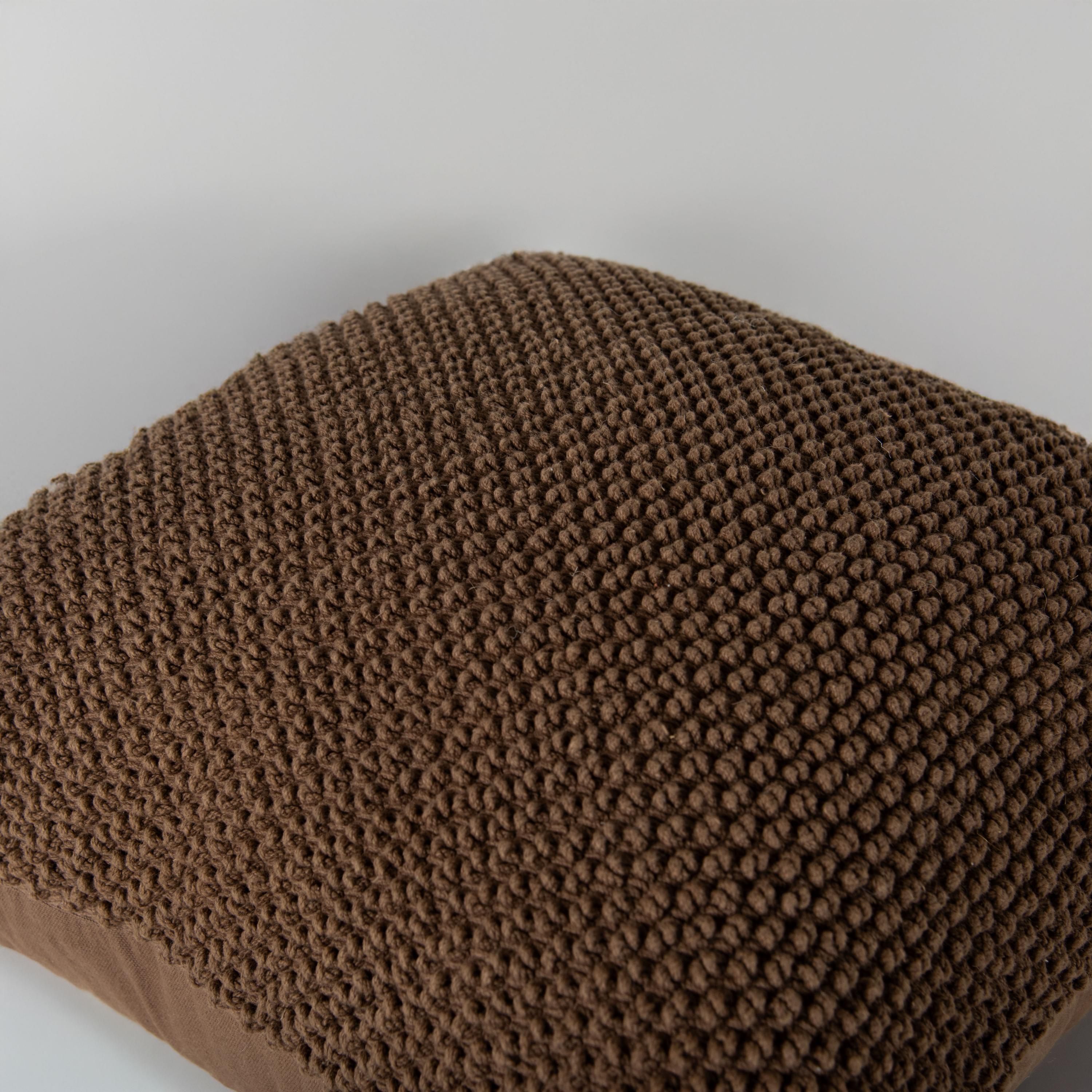 Solid Cotton Nubby Textured Decorative Throw Pillow