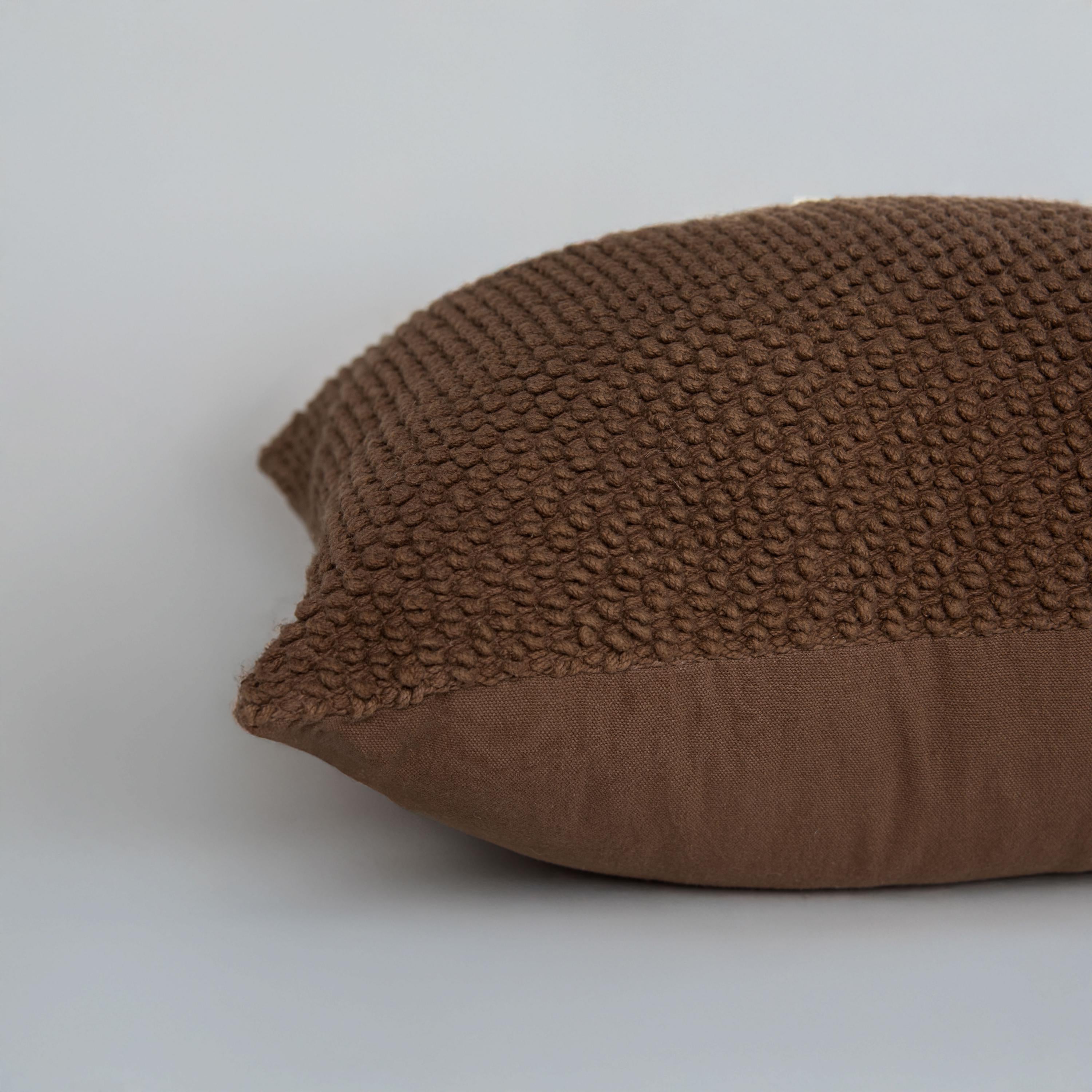 Solid Cotton Nubby Textured Decorative Throw Pillow