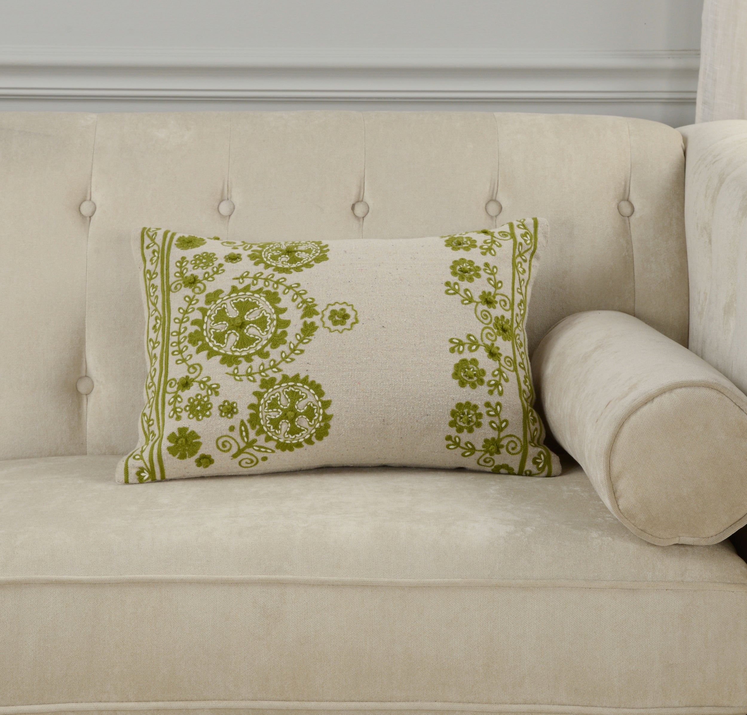 Tamsin Floral Border Lumbar Pillow