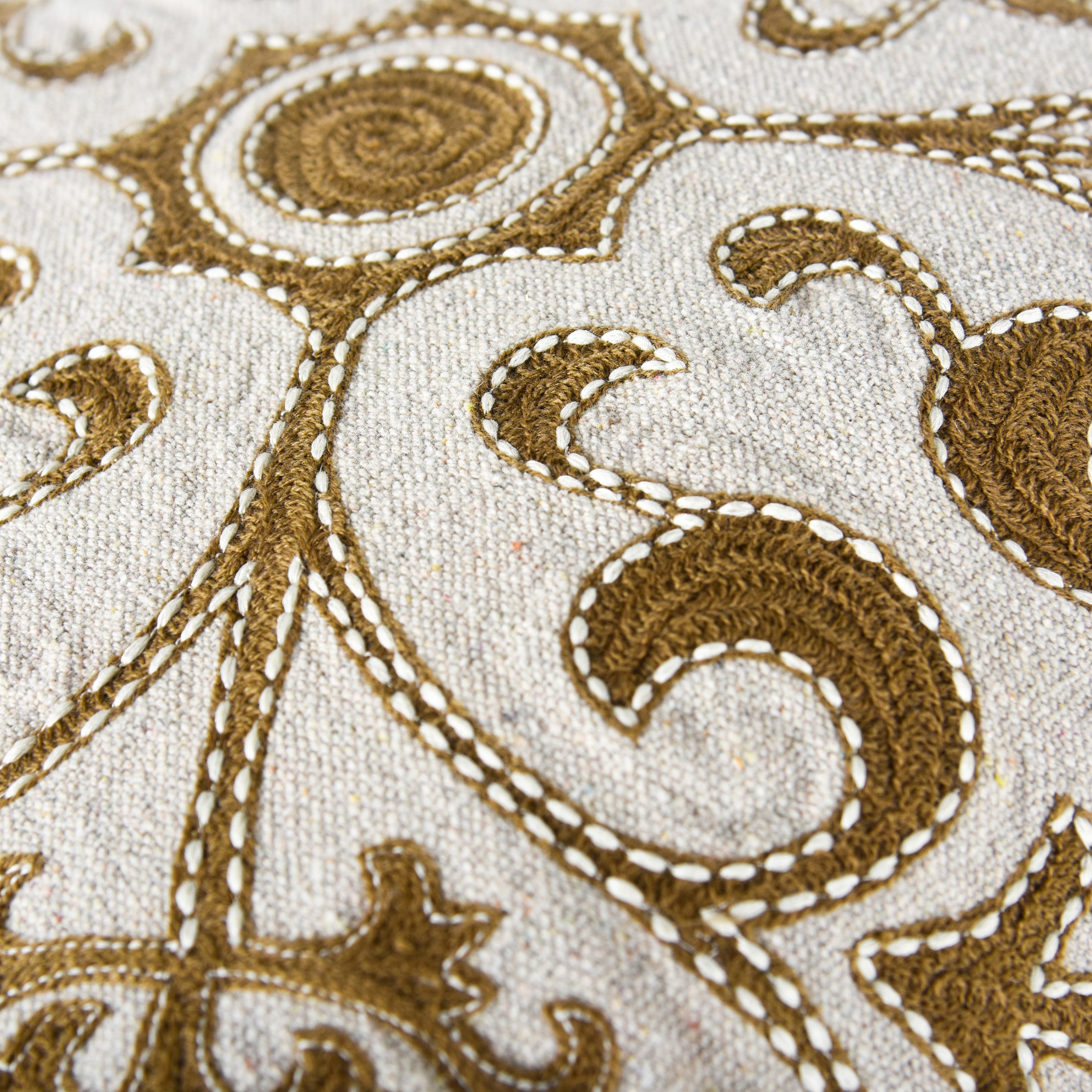 Recycled Cotton Canvas Embroidered Decorative Throw Pillow