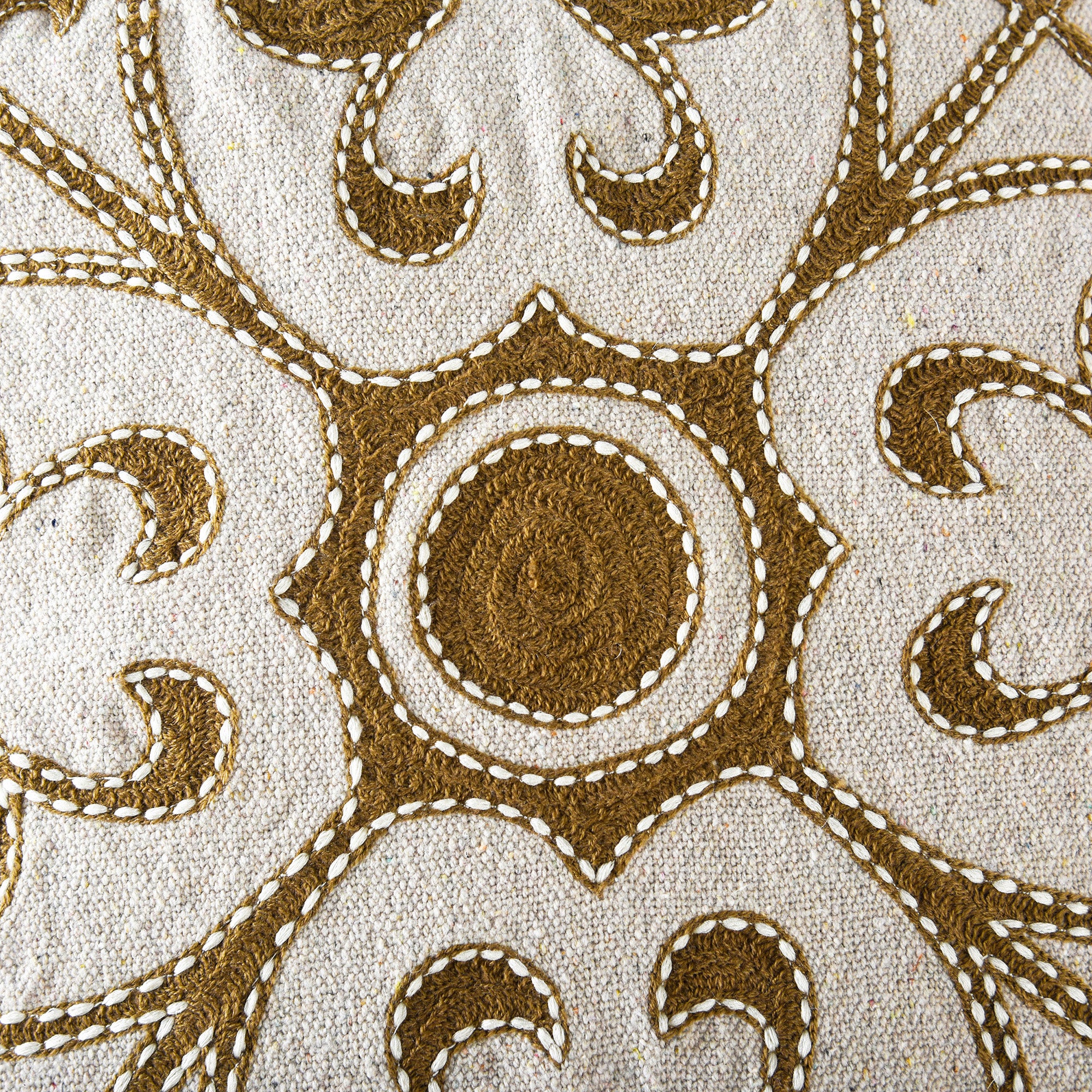 Recycled Cotton Canvas Embroidered Decorative Throw Pillow