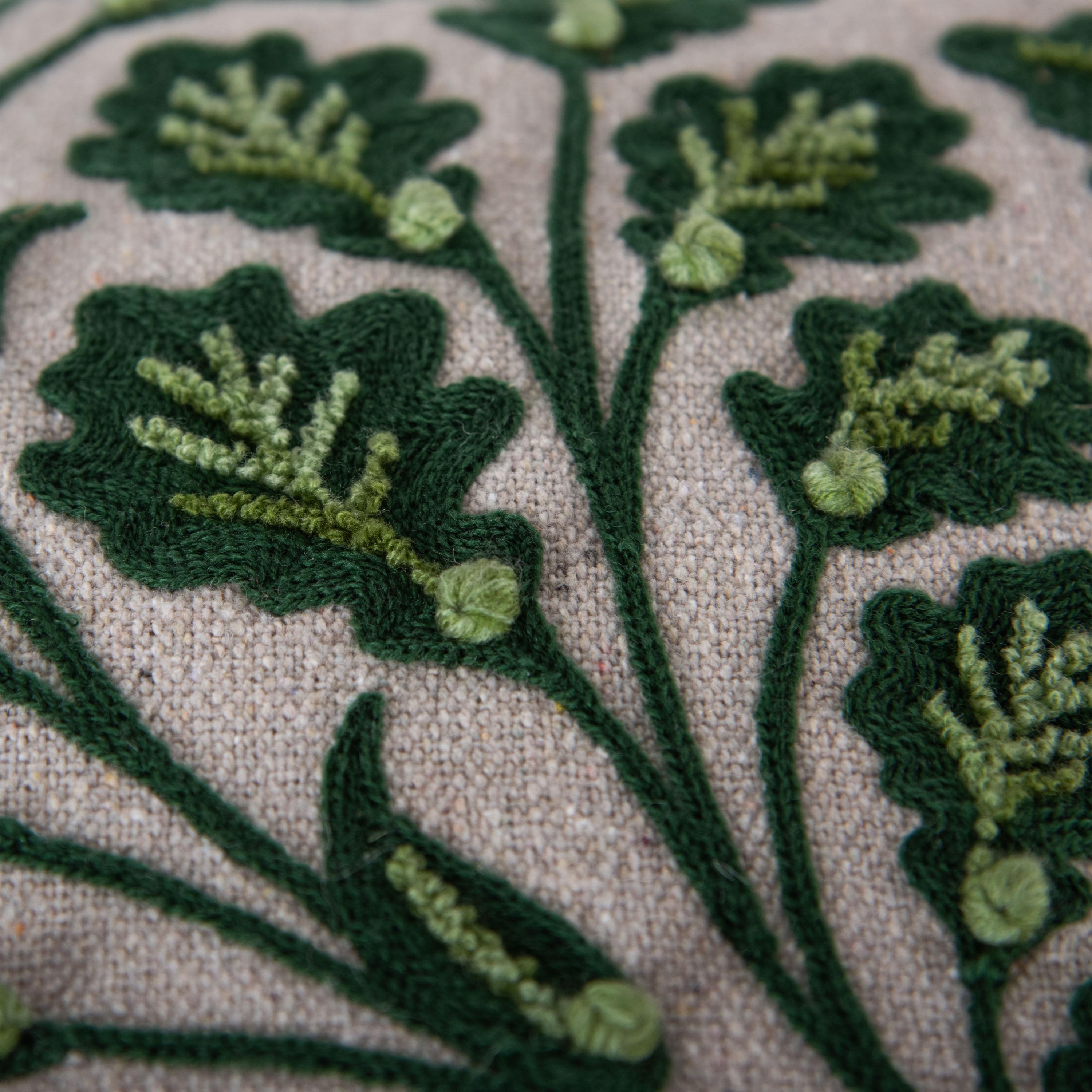 Embroidered Leaves Cotton Decorative Throw Pillow