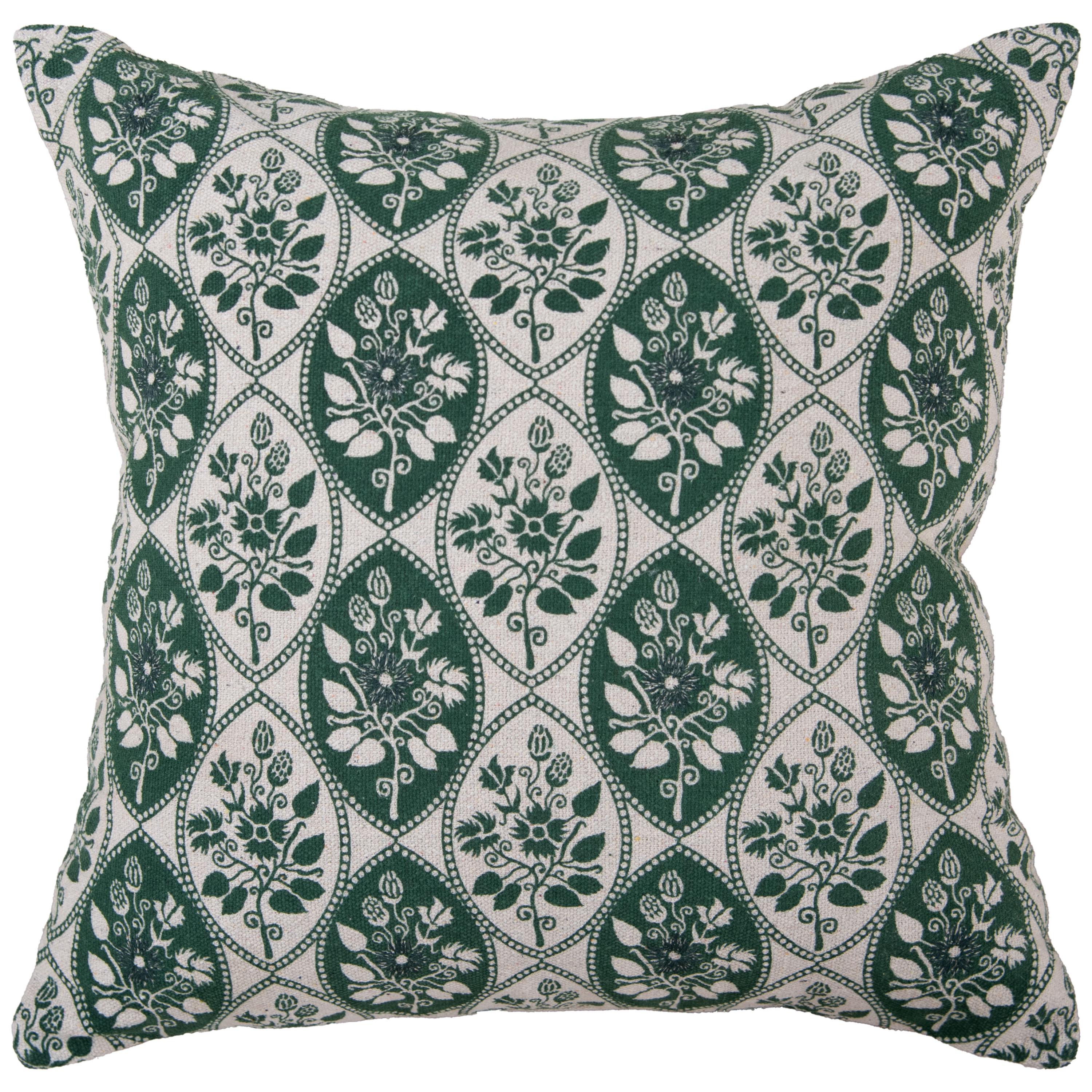 Oval Checker Floral Decorative Throw Pillow