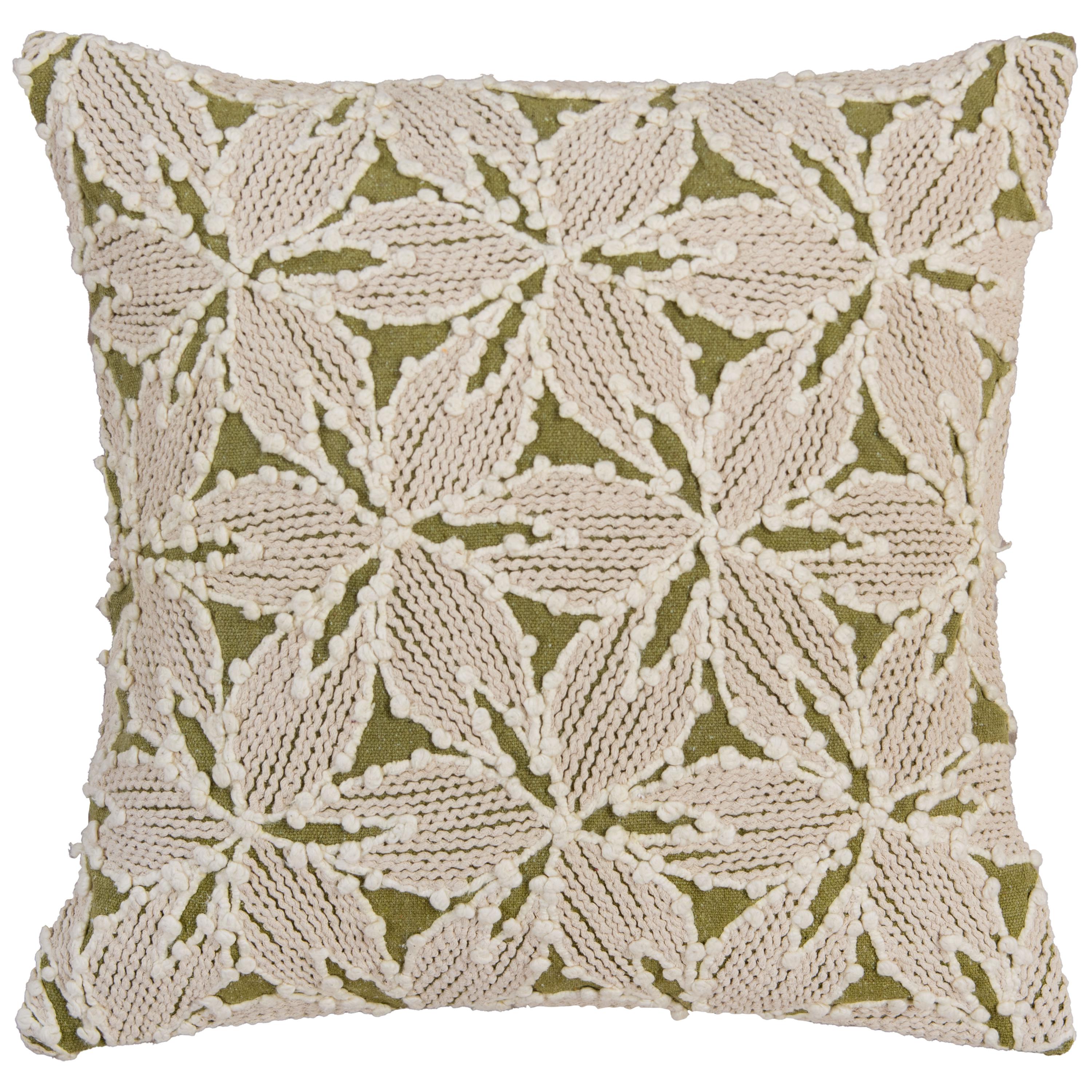 Embroidered Botanical Cotton Decorative Throw Pillow