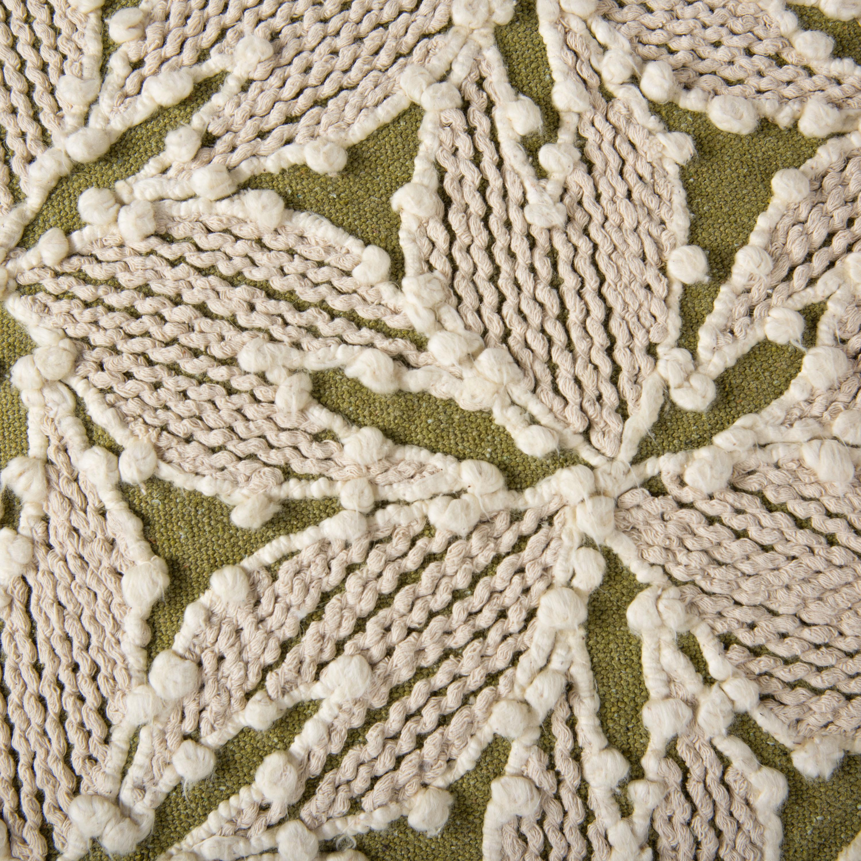 Embroidered Botanical Cotton Decorative Throw Pillow