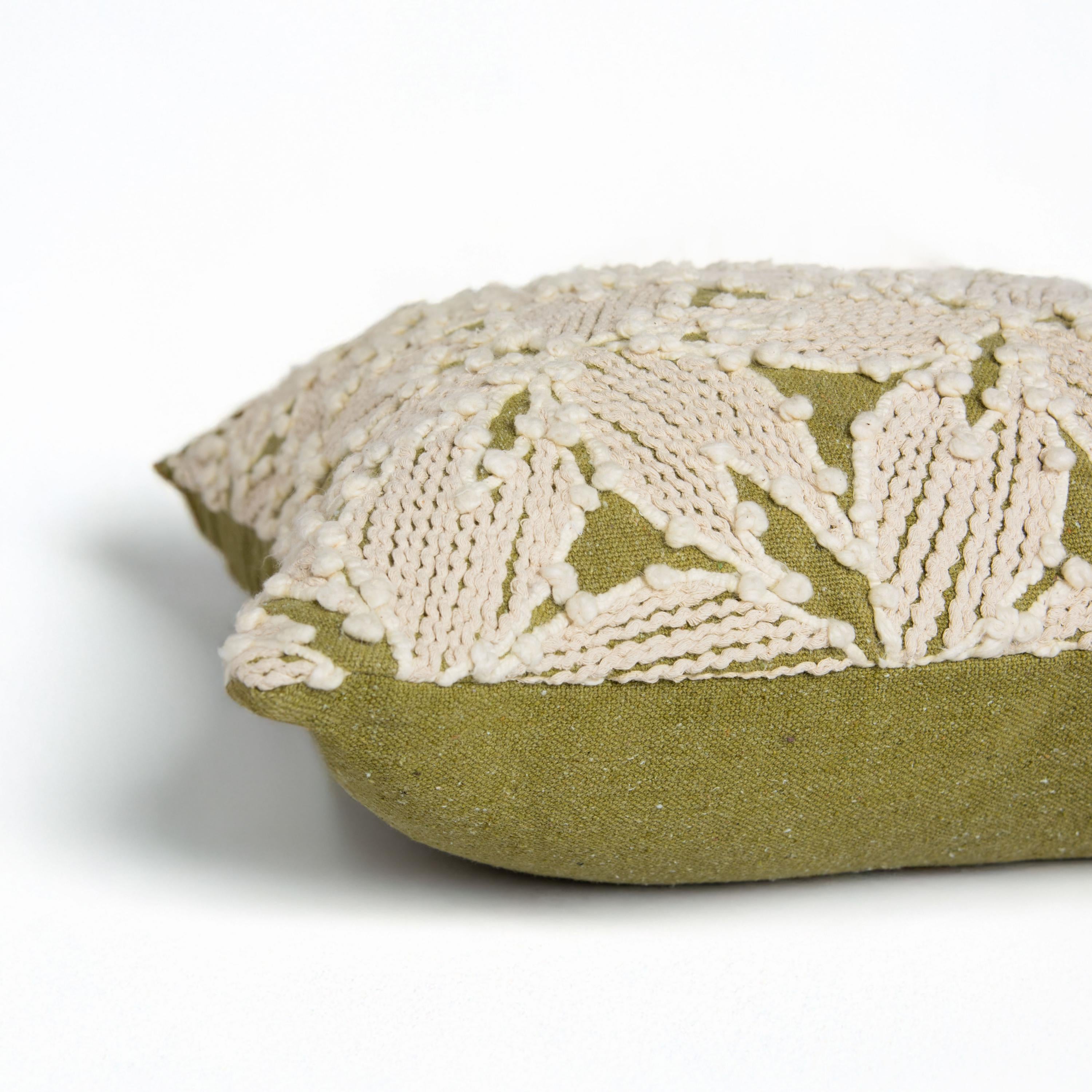 Embroidered Botanical Cotton Decorative Throw Pillow