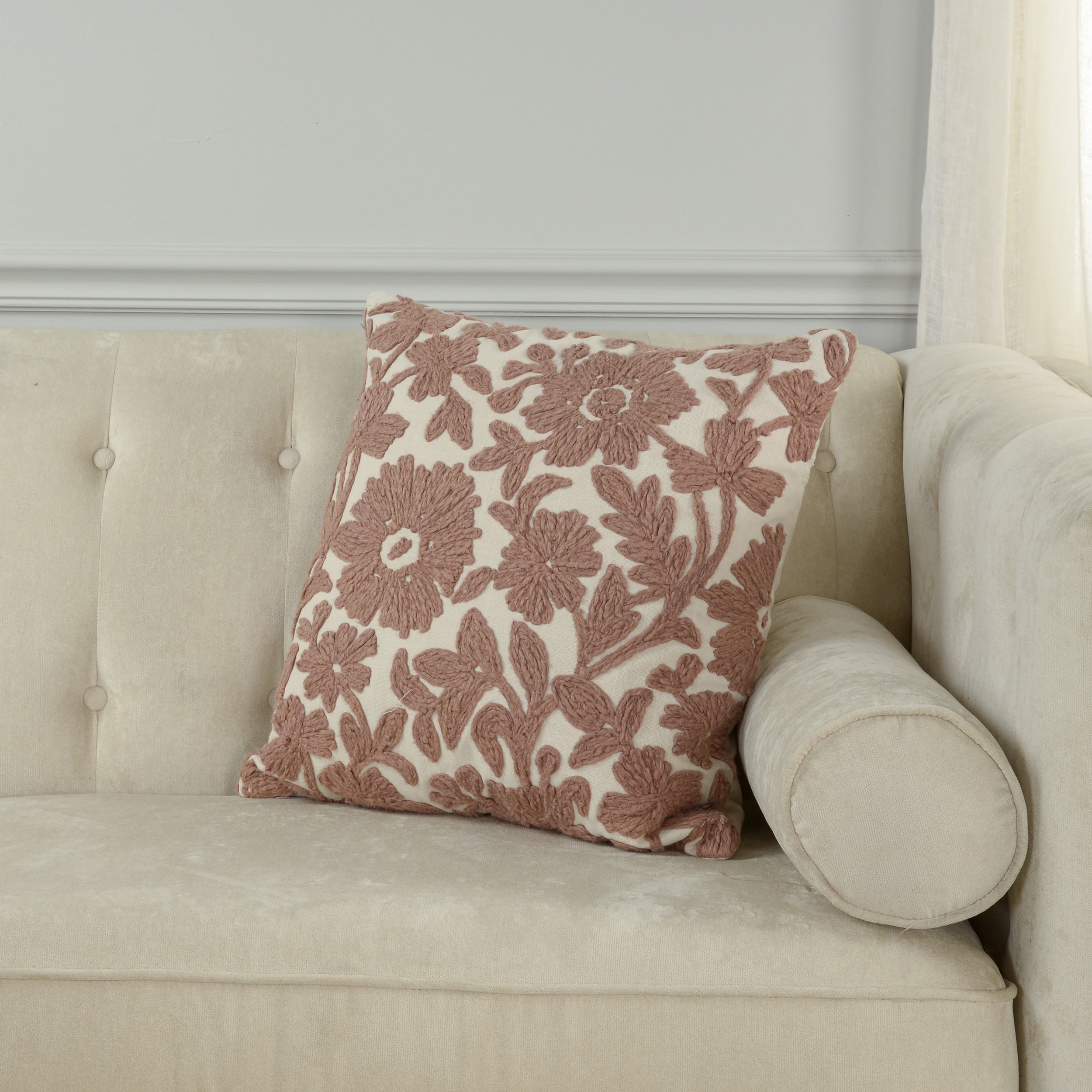Fiora Embroidered Garden Pillow