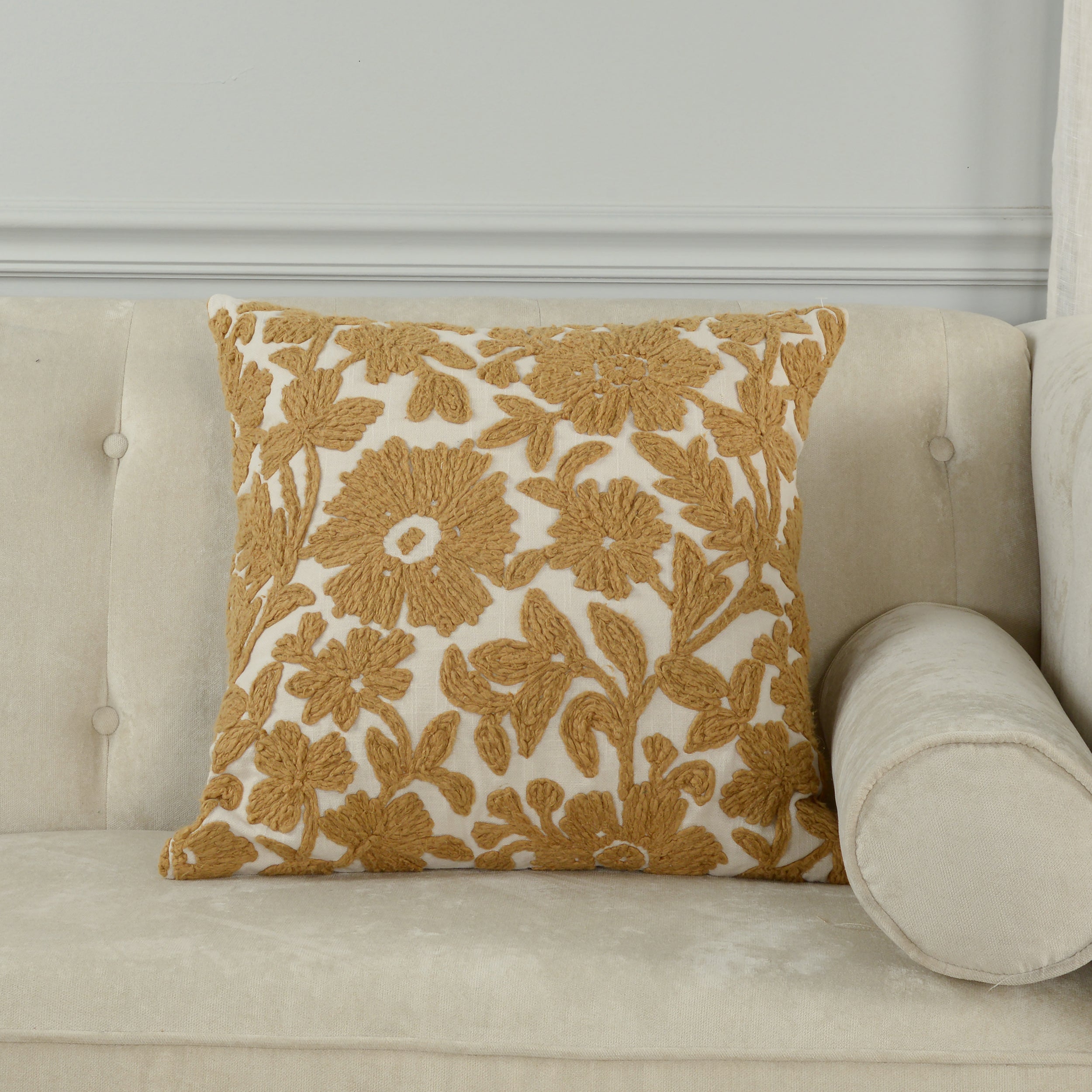 Fiora Embroidered Garden Pillow