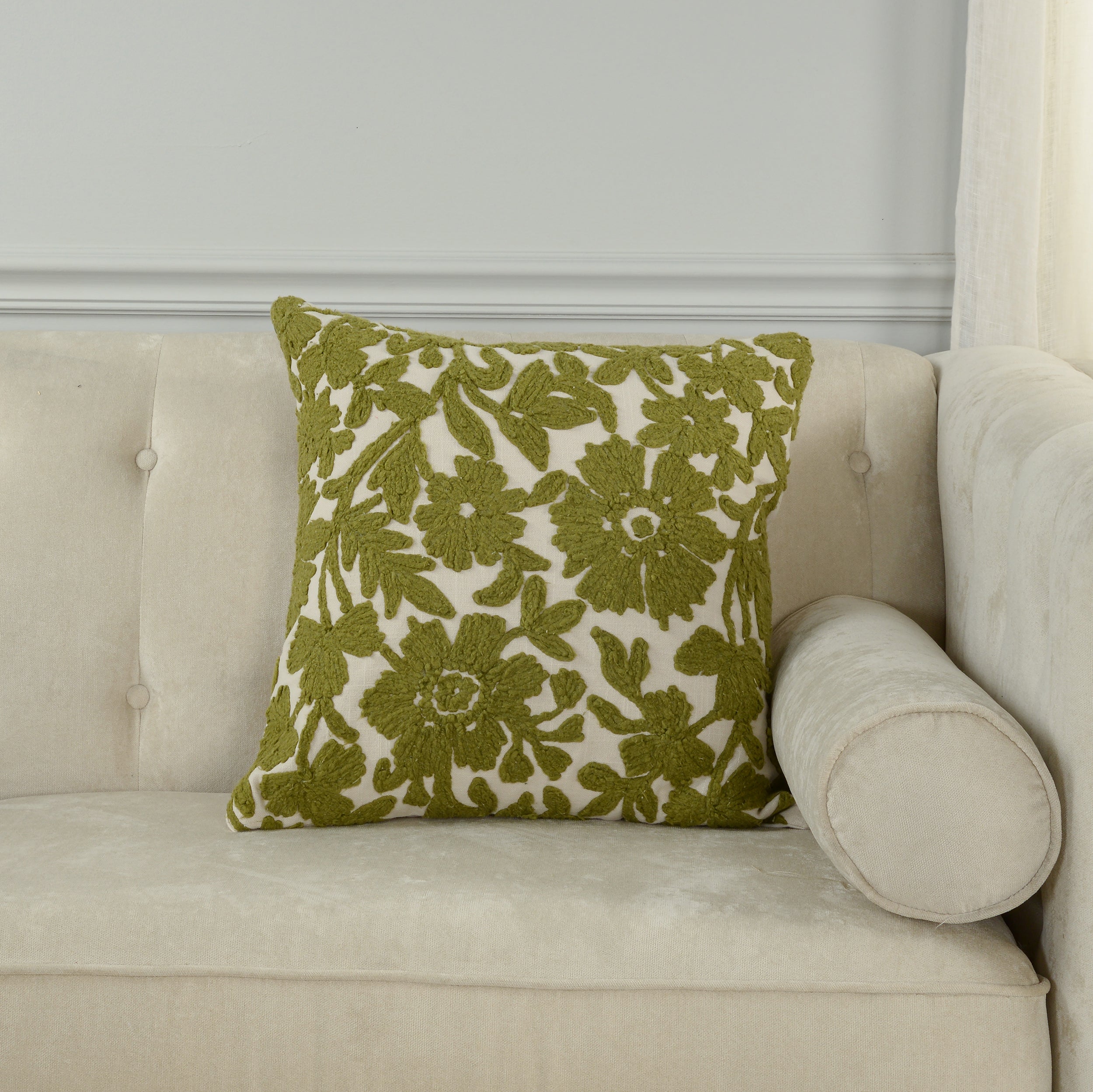 Fiora Embroidered Garden Pillow