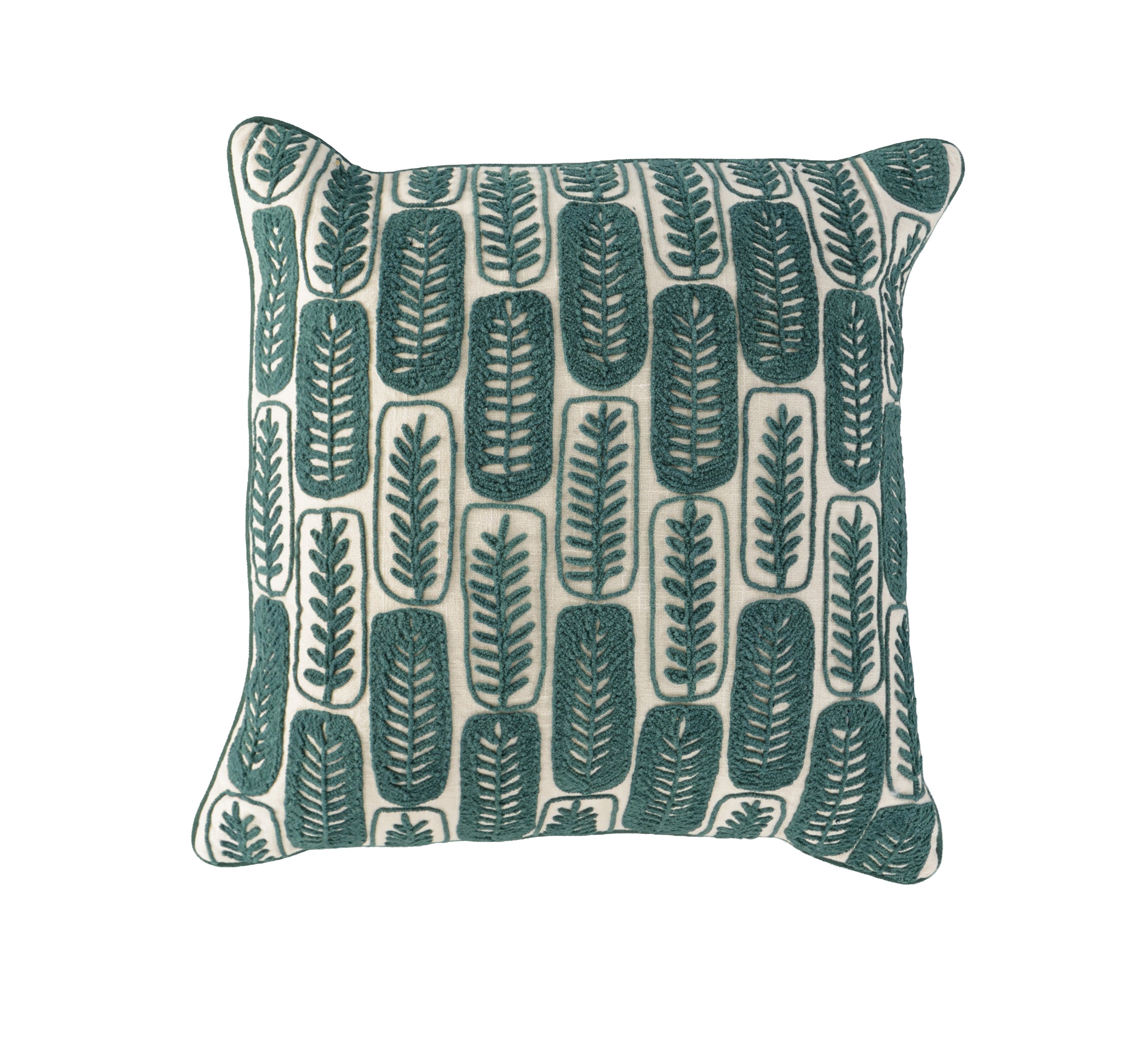 Roscoe Embroidered Leaf Tile Pillow