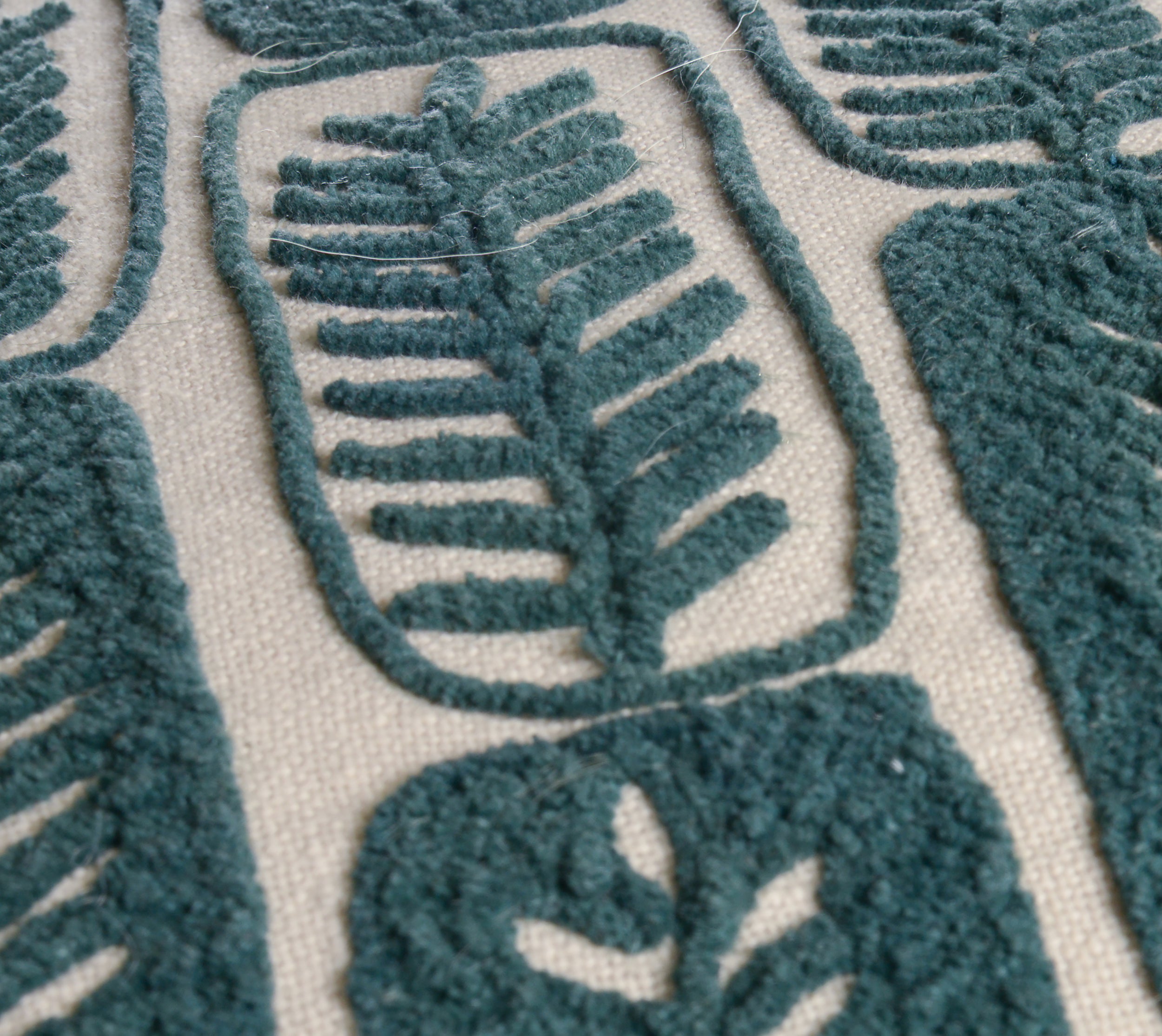 Roscoe Embroidered Leaf Tile Pillow