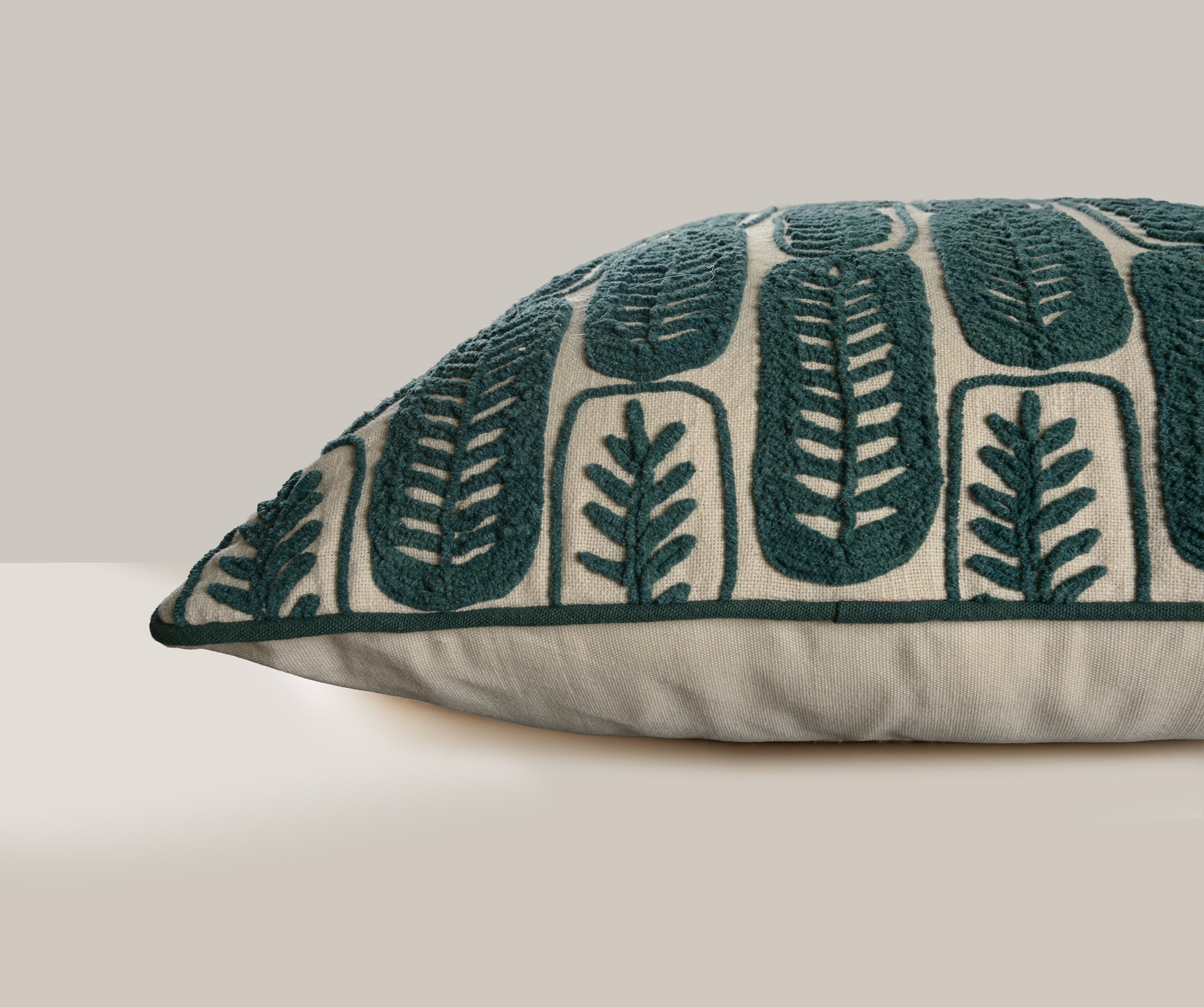 Roscoe Embroidered Leaf Tile Pillow