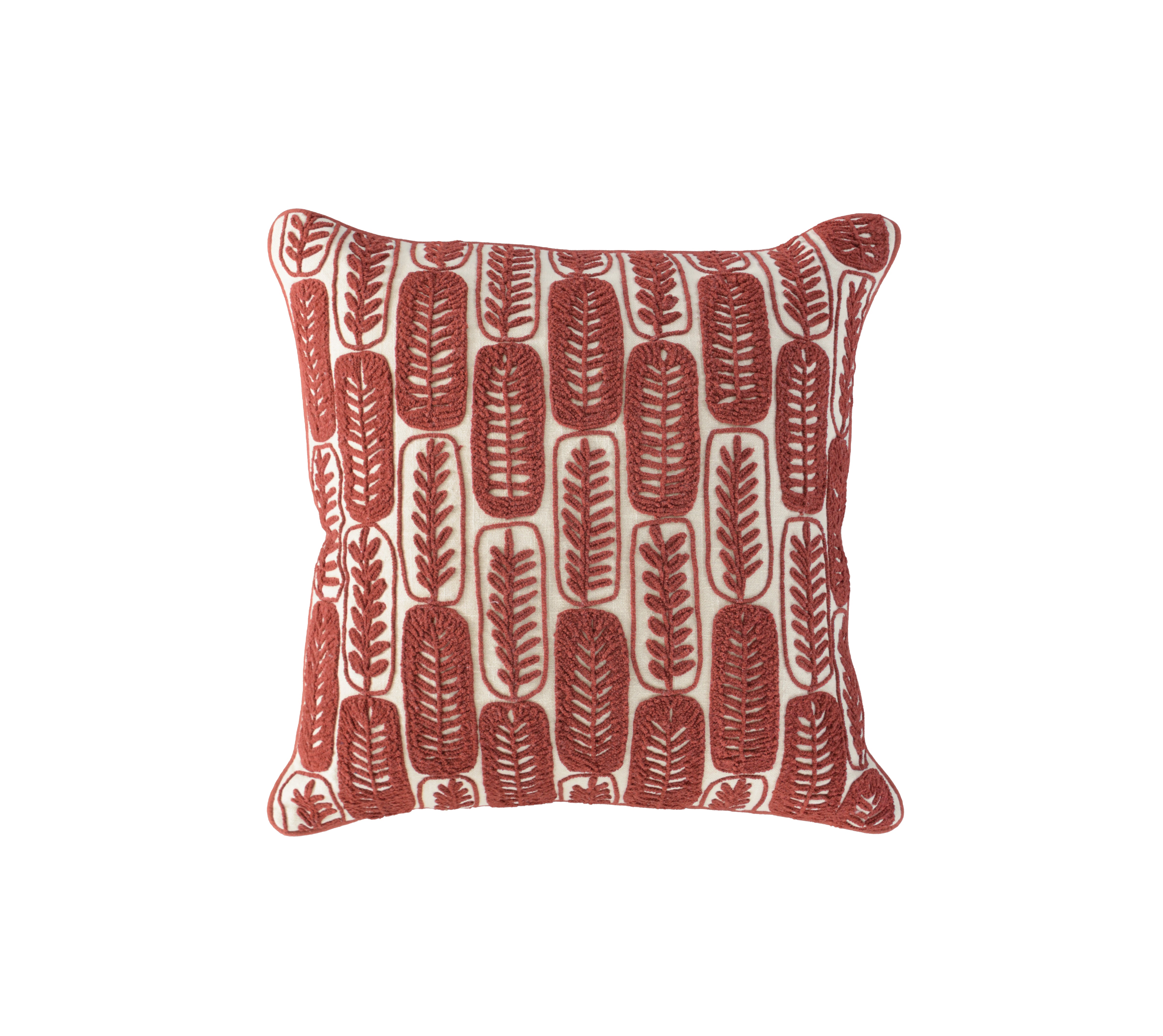 Roscoe Embroidered Leaf Tile Pillow