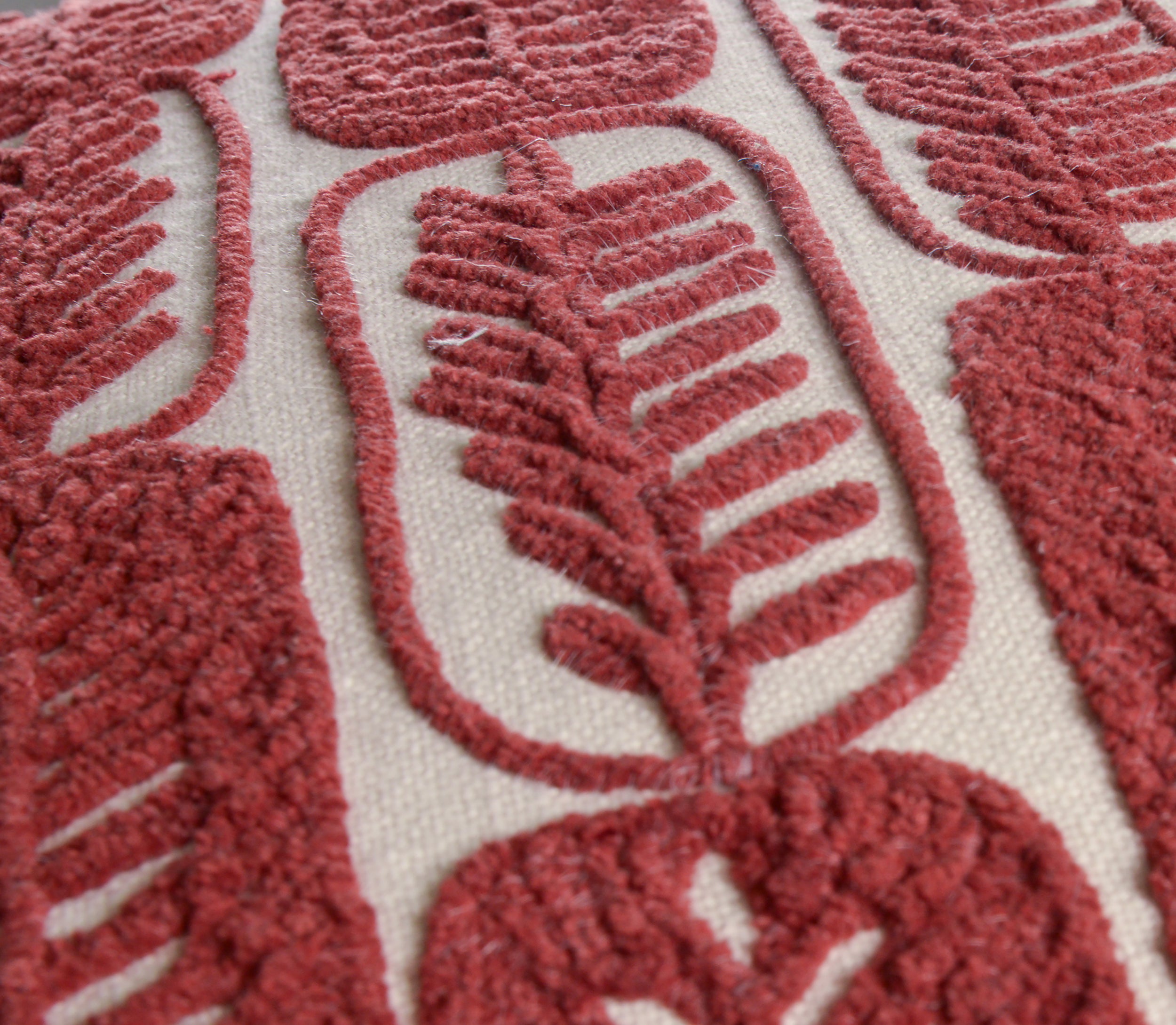 Roscoe Embroidered Leaf Tile Pillow