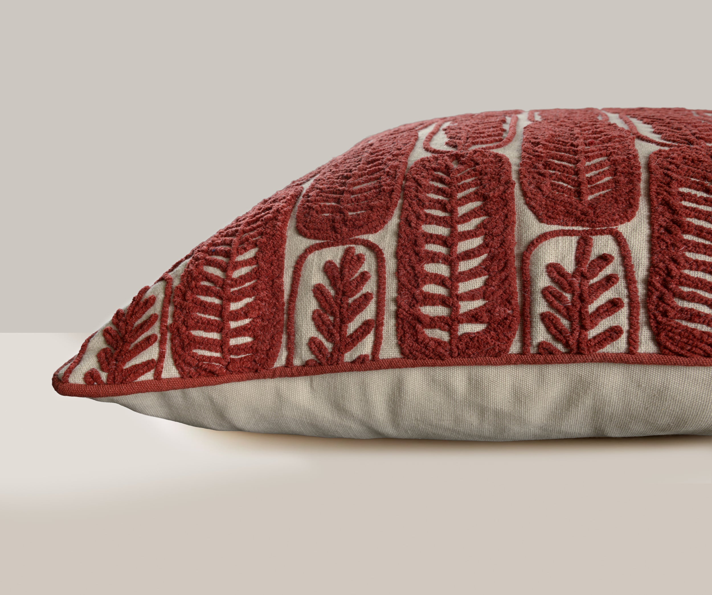 Roscoe Embroidered Leaf Tile Pillow