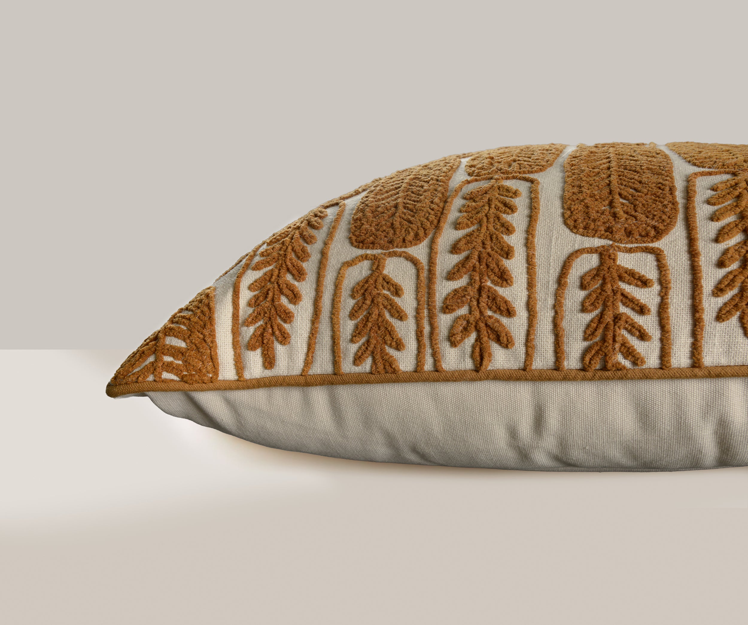 Roscoe Embroidered Leaf Tile Pillow