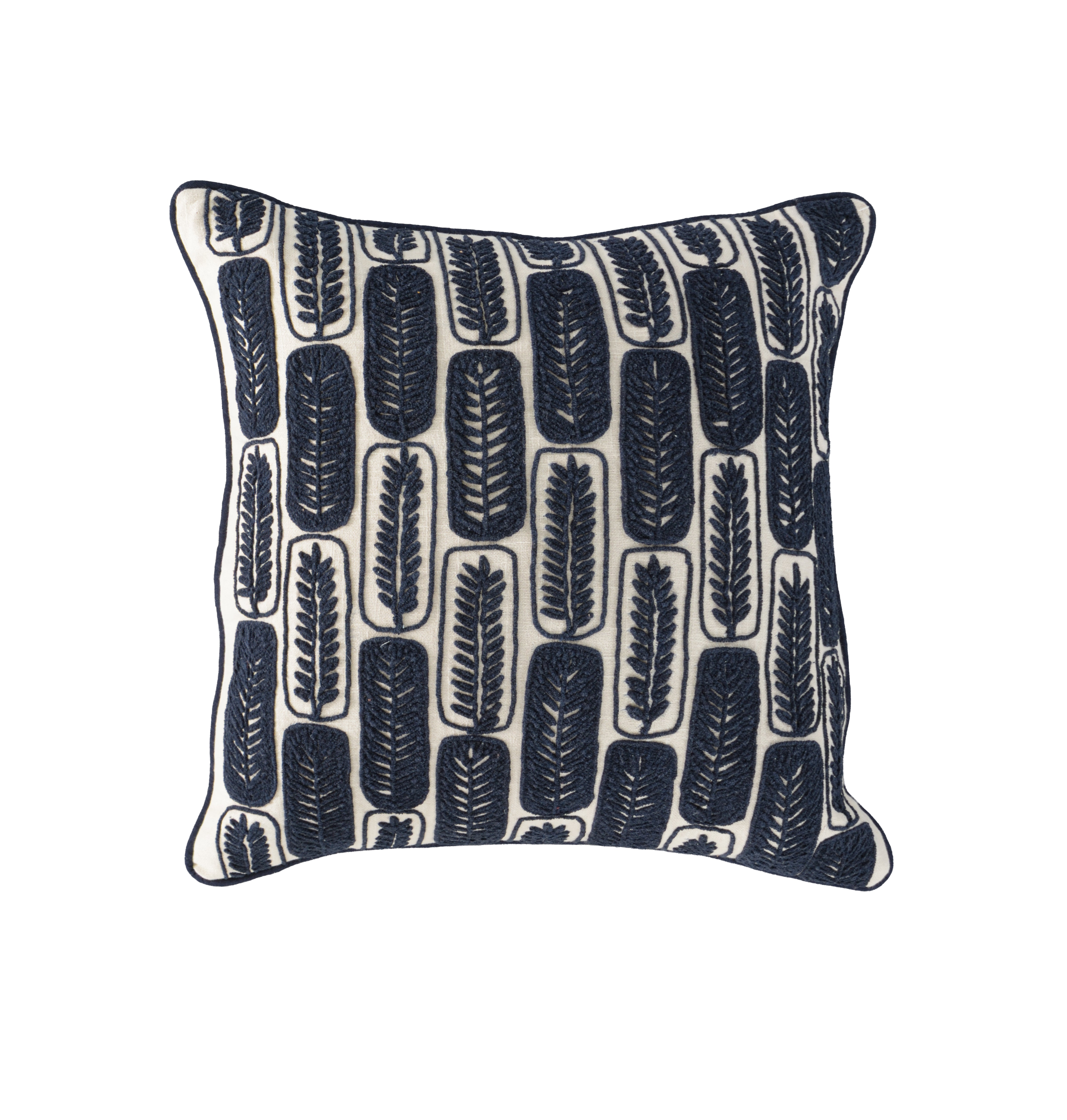 Roscoe Embroidered Leaf Tile Pillow