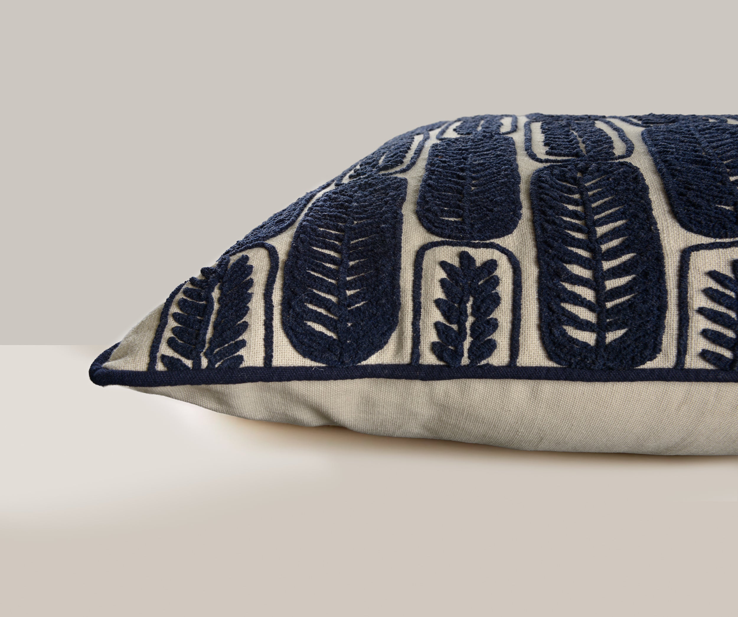 Roscoe Embroidered Leaf Tile Pillow