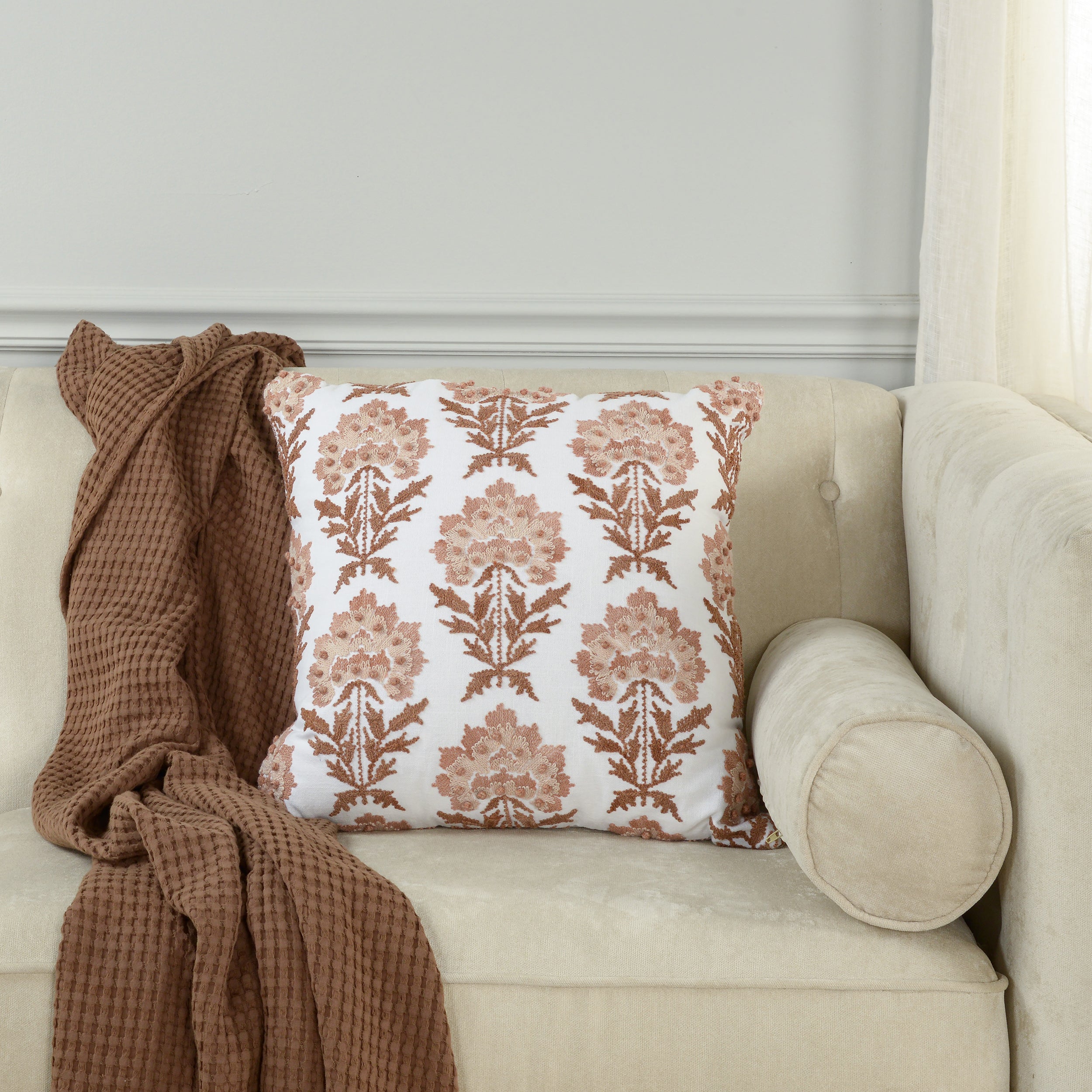 Maribel Heritage Blossom Embroidered Pillow