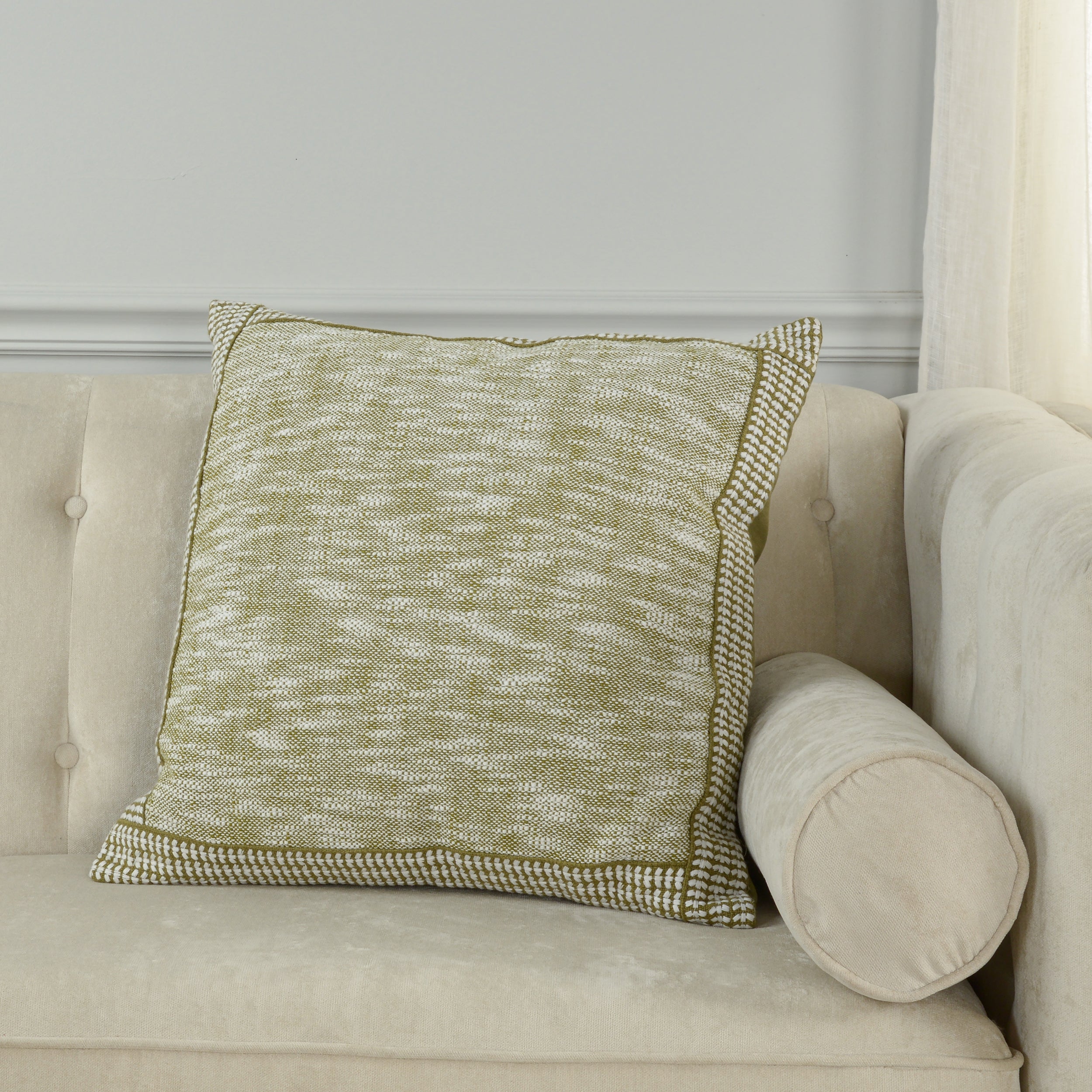 Yarn Dyed Woven Cotton Knife Edge Decorative Throw Pillow