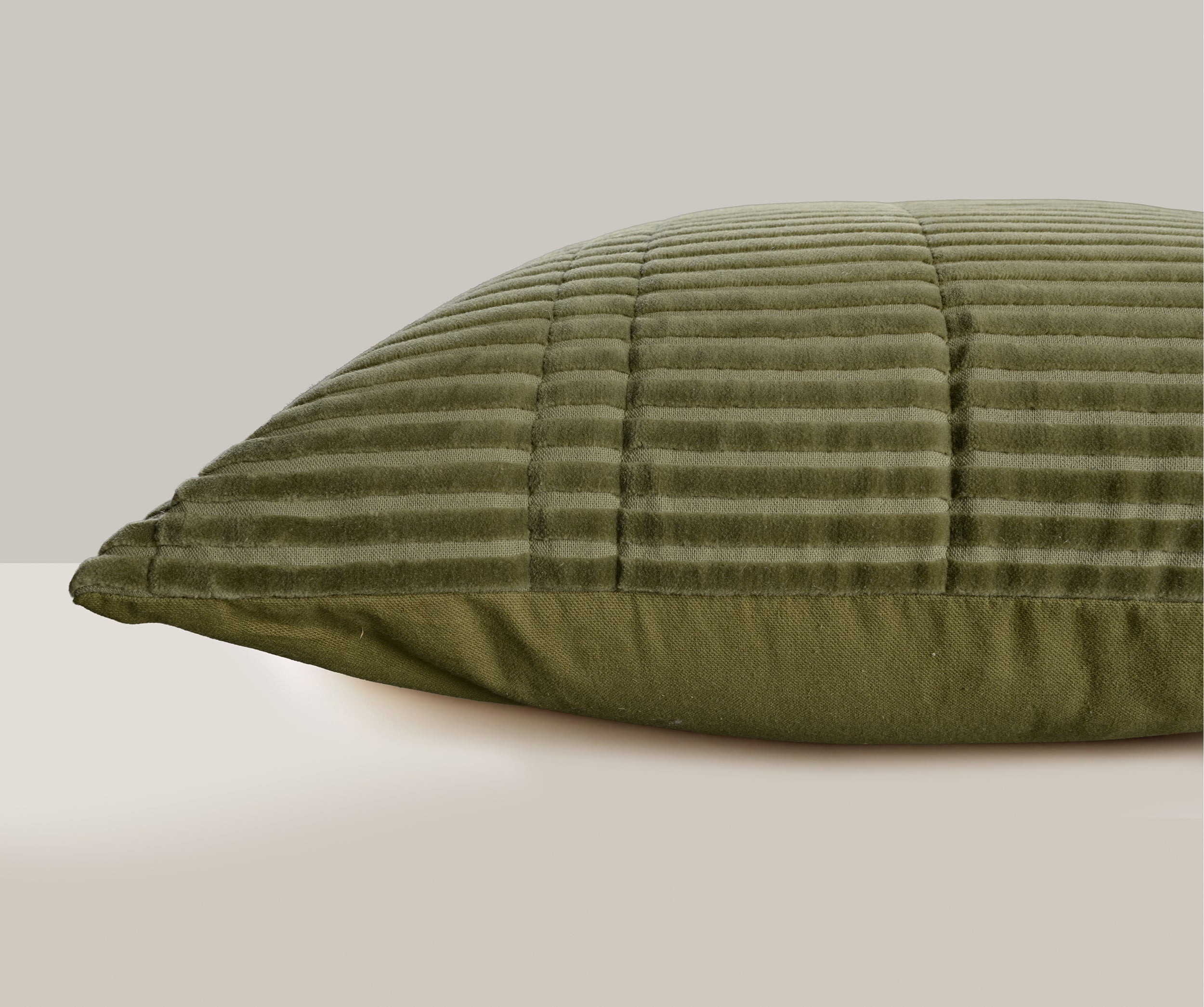 Cotton Velvet Tonal Stripe Flanged Decorative Throw Pillow
