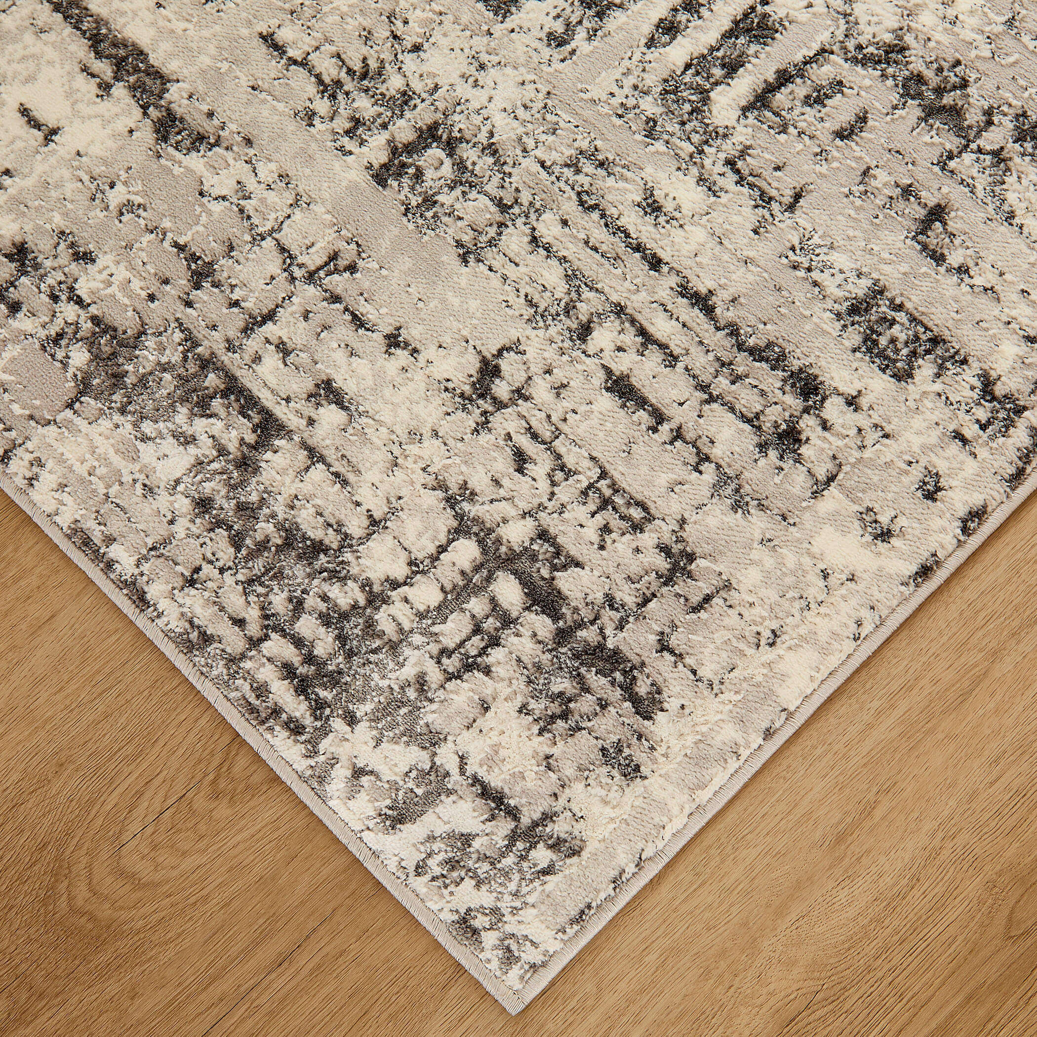 Greta Abstract Linear Silver Rug