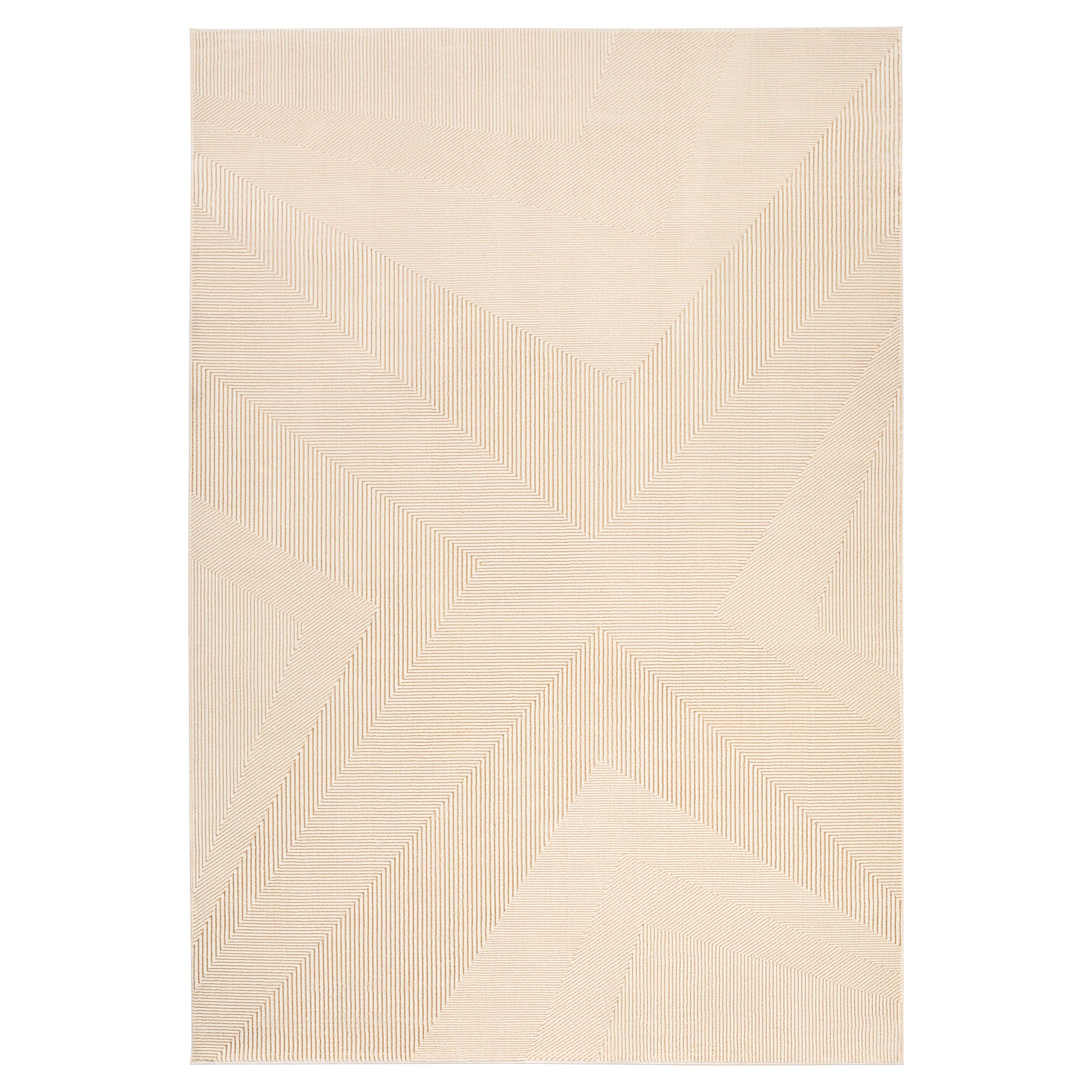 Livia Textural Abstract Geometric Gold and Ivory Rug