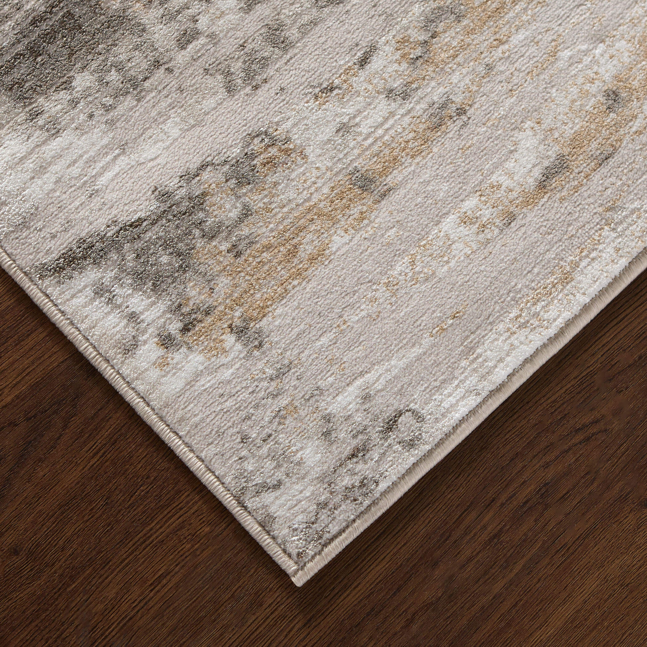 Laila Abstract Linear Warm Neutrals Rug Textural Geometric Gold Rug