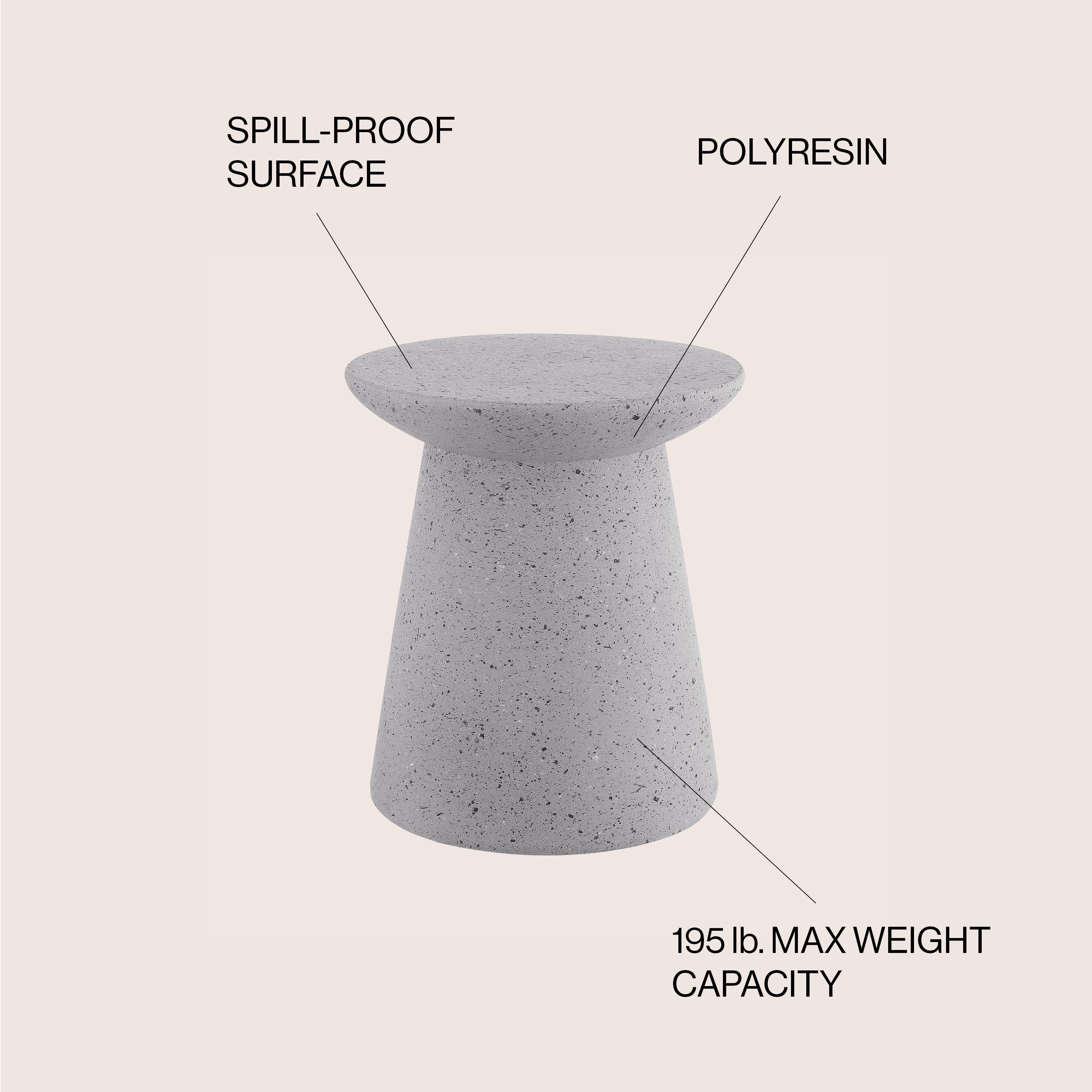 Hollie Minimalist Modern Drum Indoor/Outdoor Accent Table Pedestal