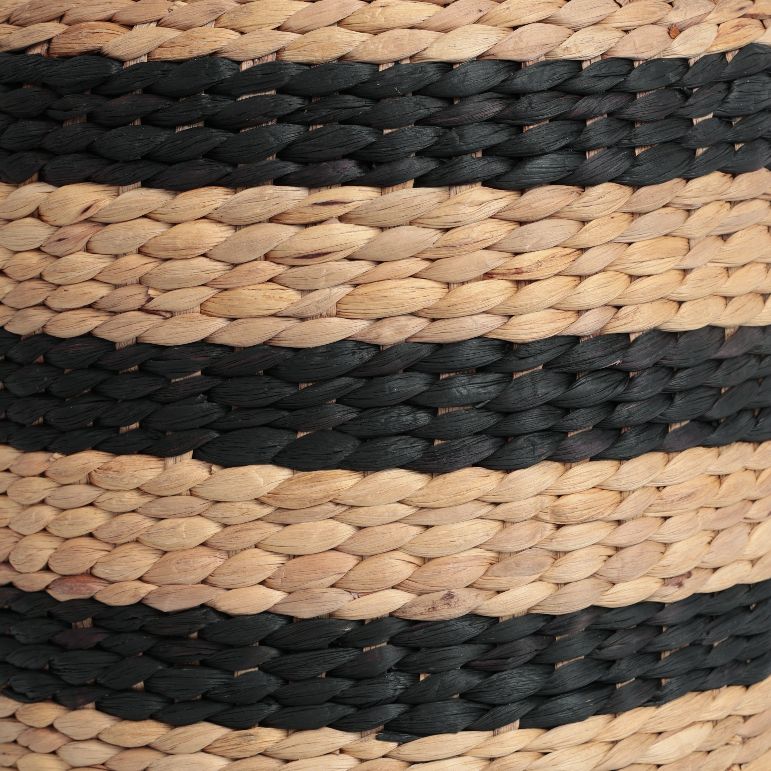 Aimee 15.7" Striped Modern Hand-Woven Hyacinth Stool/Ottoman