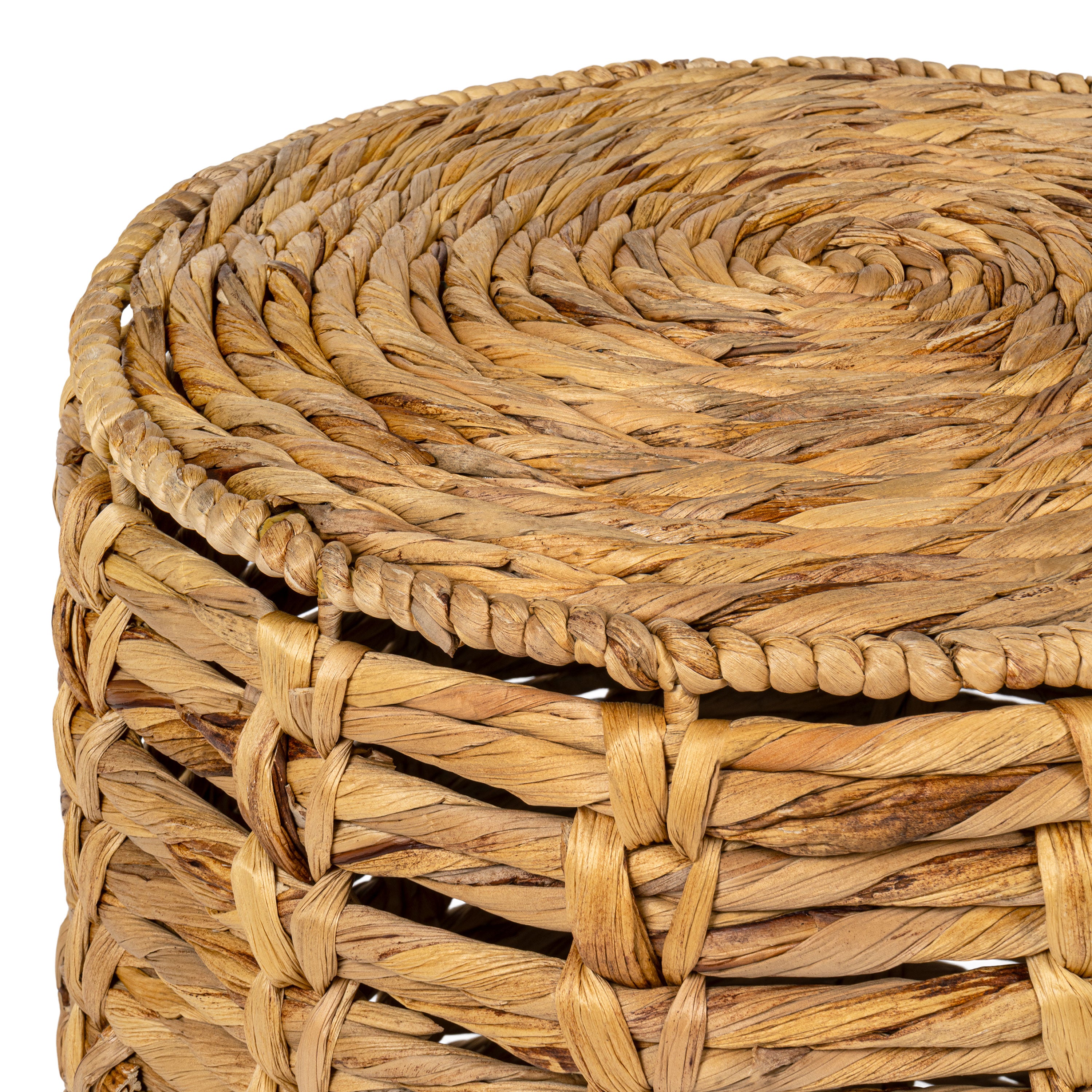 Zaria Coastal Bohemian Handwoven Water Hyacinth Nesting Round Accent Table, Set of 3