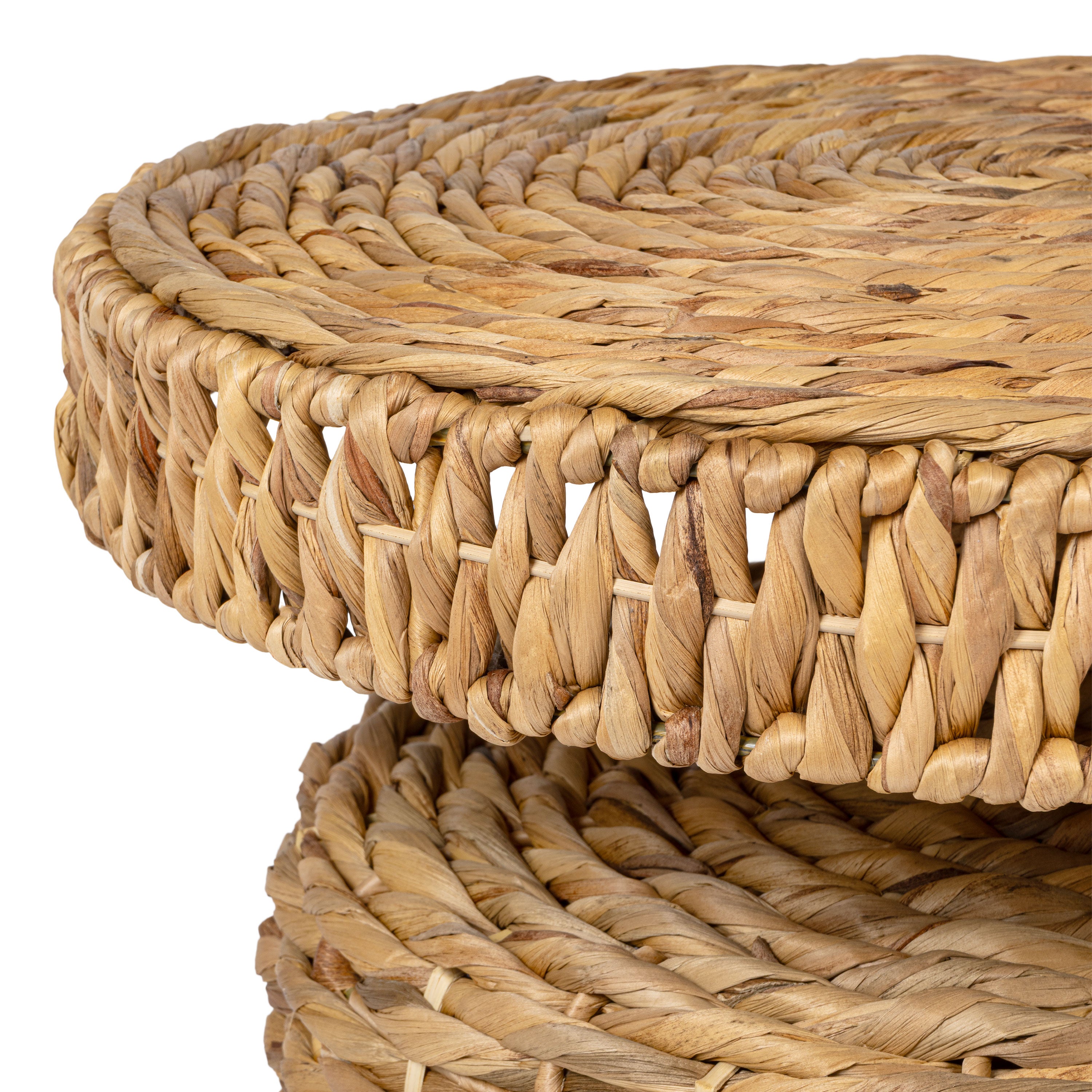 Marisol 19.65" Coastal Bohemian Handwoven Water Hyacinth Round Accent Side Table
