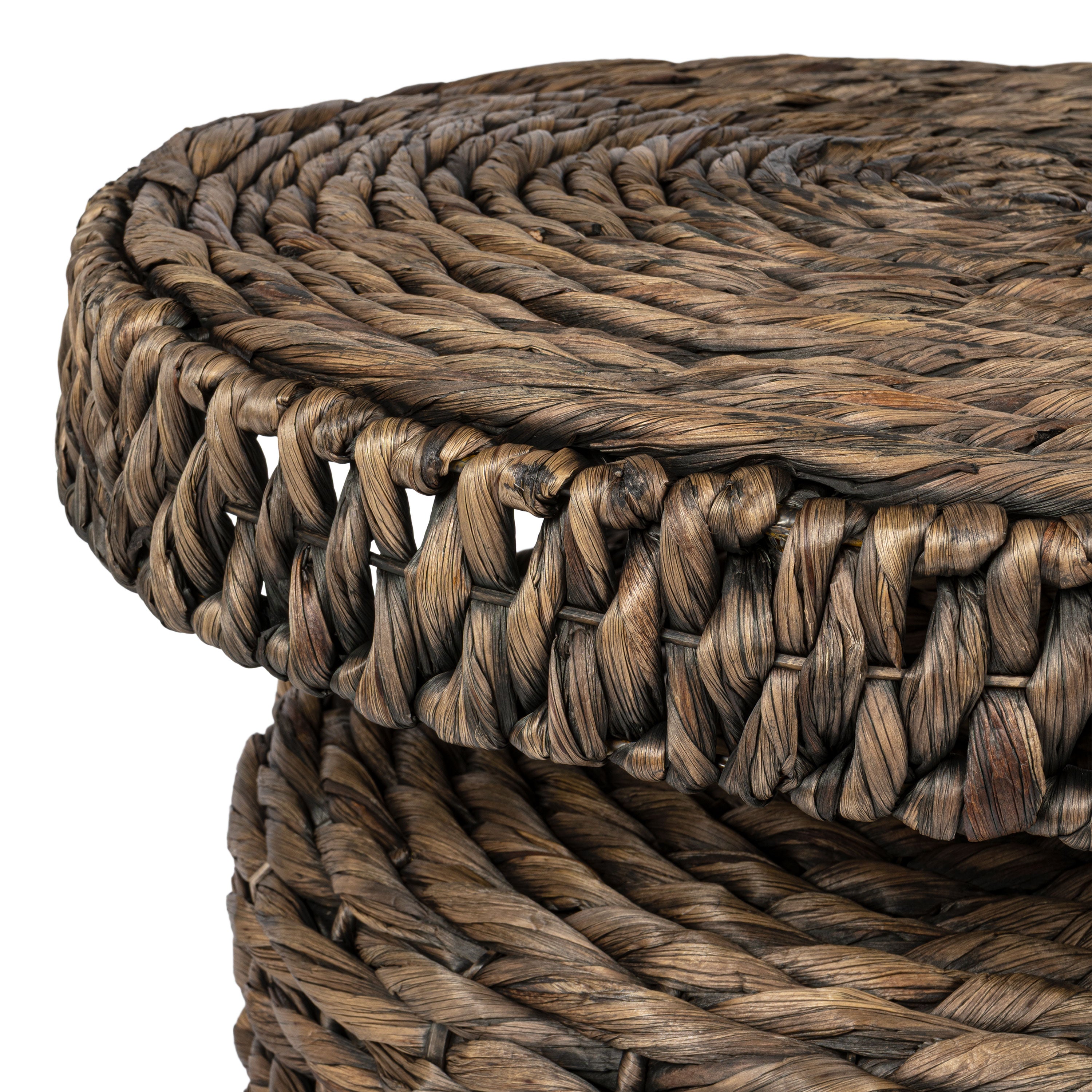 Marisol 19.65" Coastal Bohemian Handwoven Water Hyacinth Round Accent Side Table