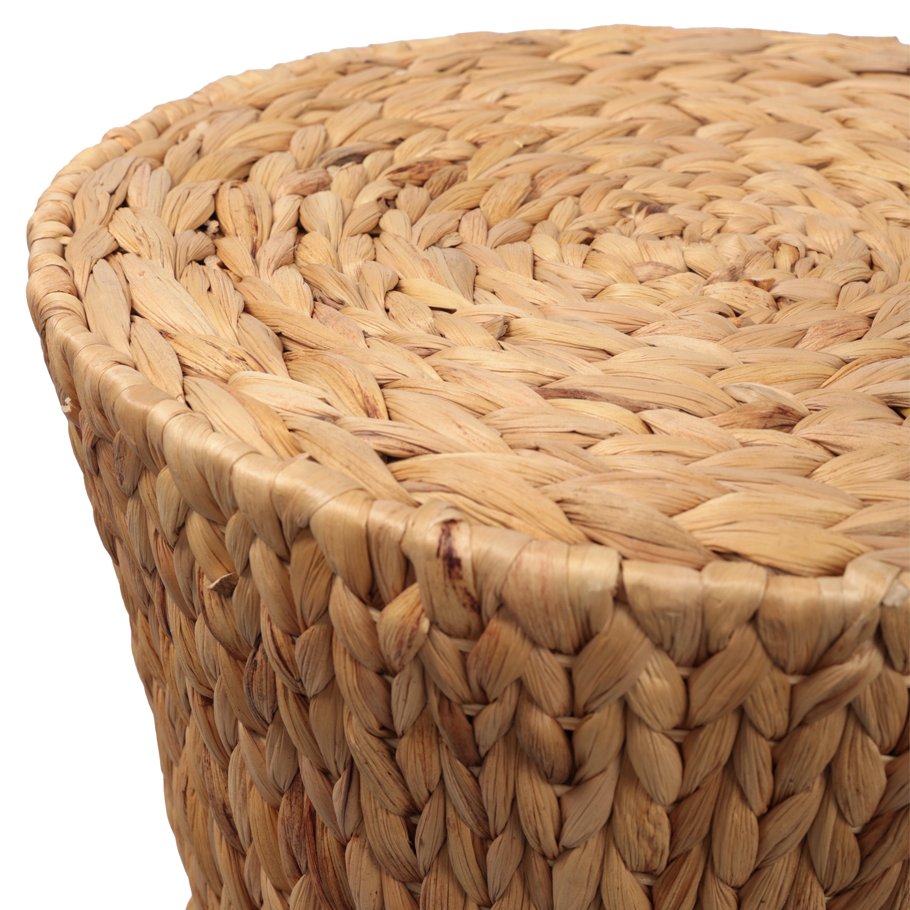 Natura 15.75" Coastal Bohemian Handwoven Water Hyacinth Round Hourglass End Table