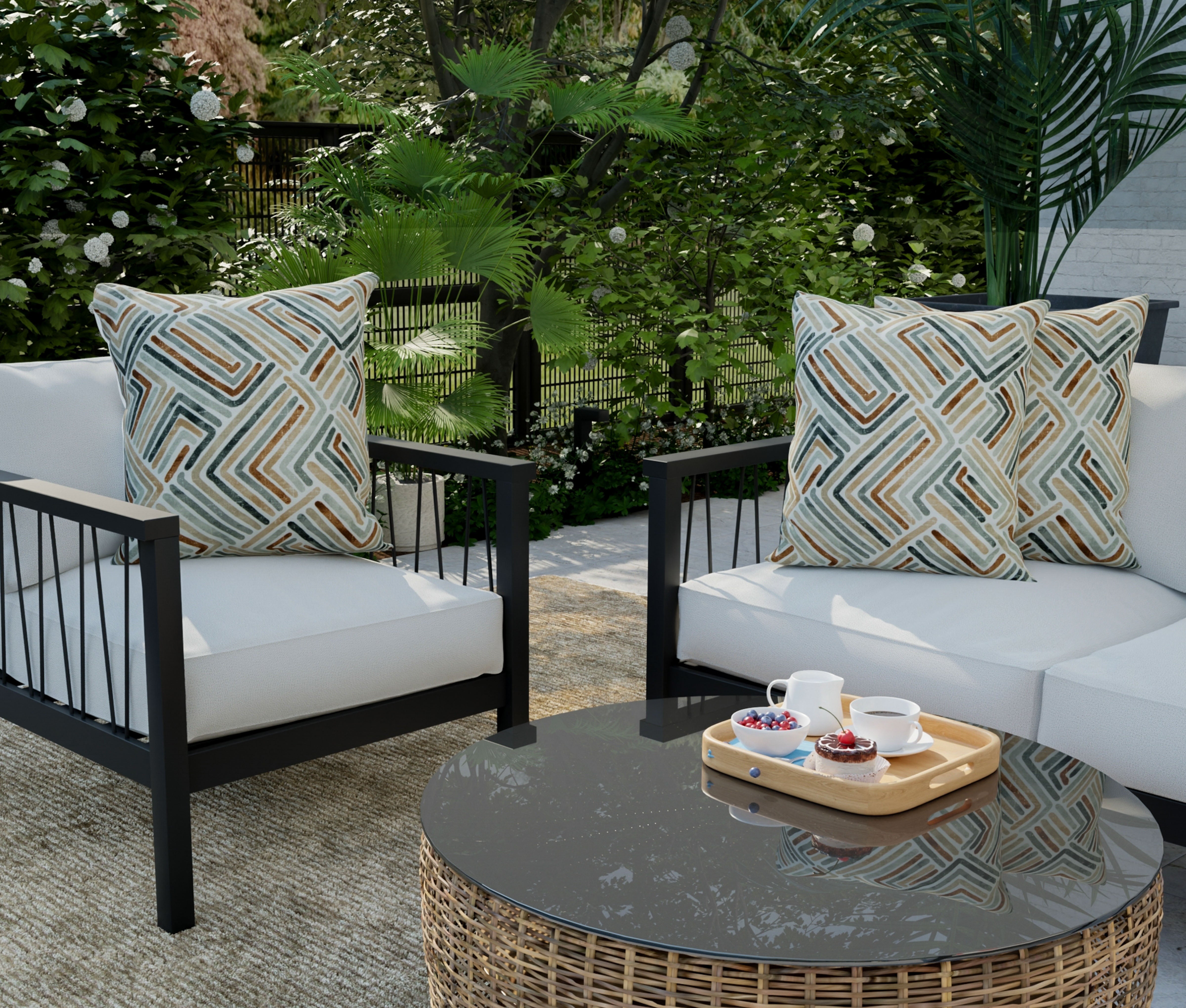 Indoor/Outdoor Mid-Century Modern Decorative Throw Pillow